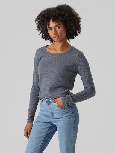 Vero Moda Rundhalspullover VMCARE STRUCTURE LS O-NECK BLOU NOOS mit Struktu günstig online kaufen