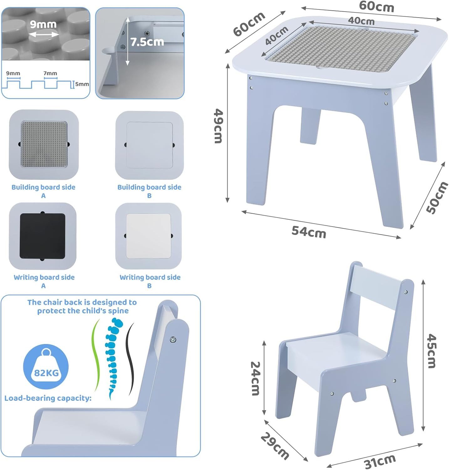 TLGREEN Kindertisch mit 2 Stühlen, Kindersitzgruppe (4-in-1-Multifunktionst günstig online kaufen