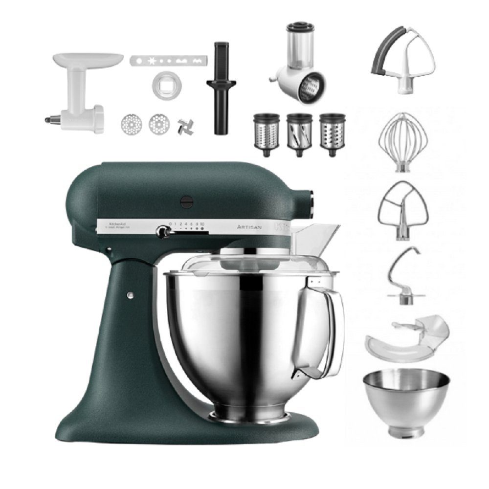 Allrounderset KitchenAid L Küchenmaschine Palm Artisan Küchenmaschine KitchenAid Pebbled 5KSM185 4,8