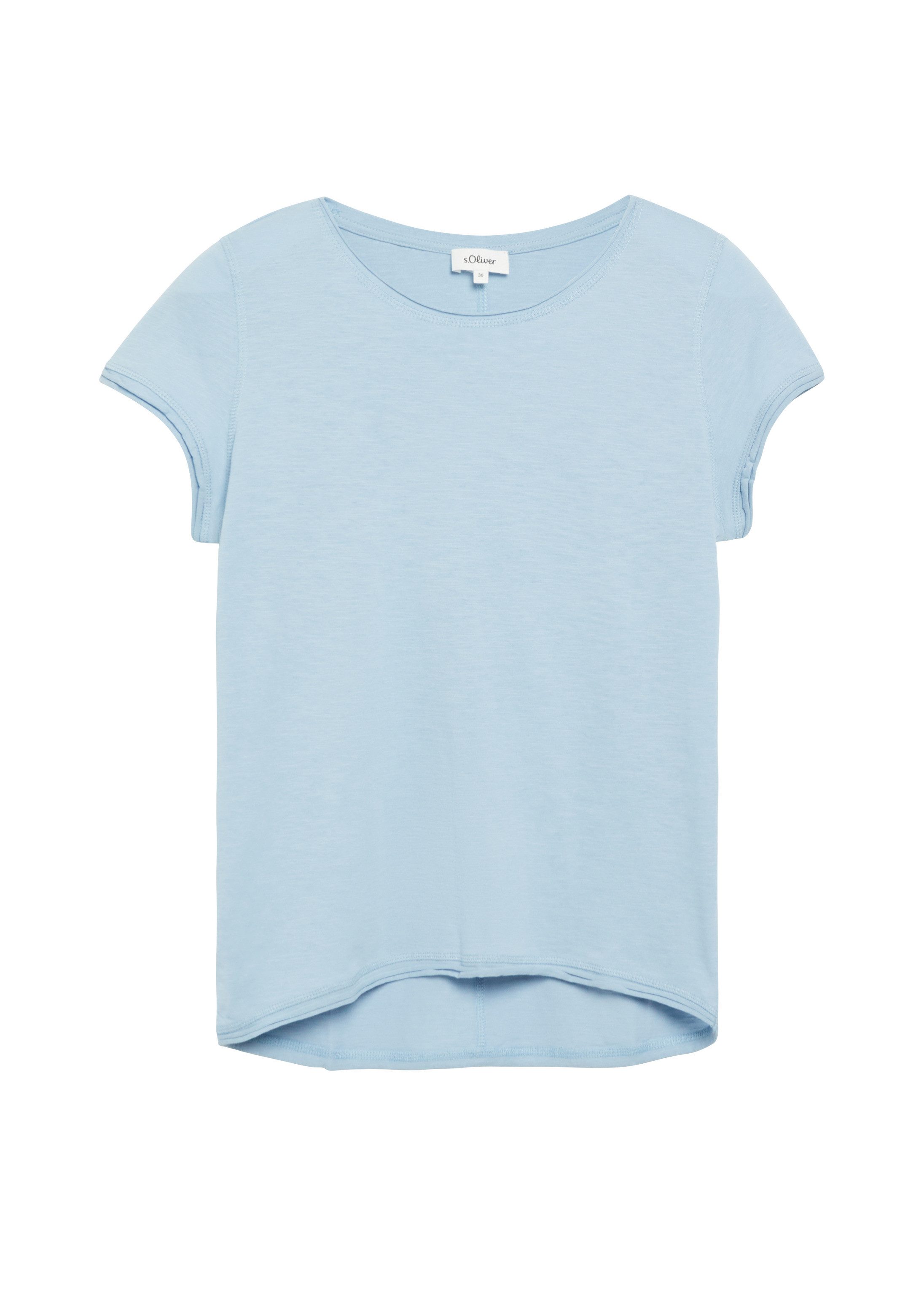 s.Oliver Kurzarmshirt T-Shirt Flammgarn-T-Shirt mit Rollkante