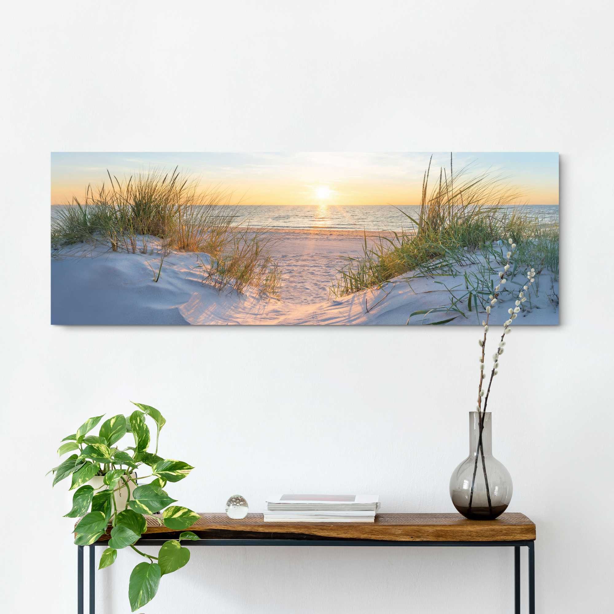Reinders! Deco-Panel Sonnenuntergang in den Dünen, Wohnzimmer - Beige - MDF günstig online kaufen