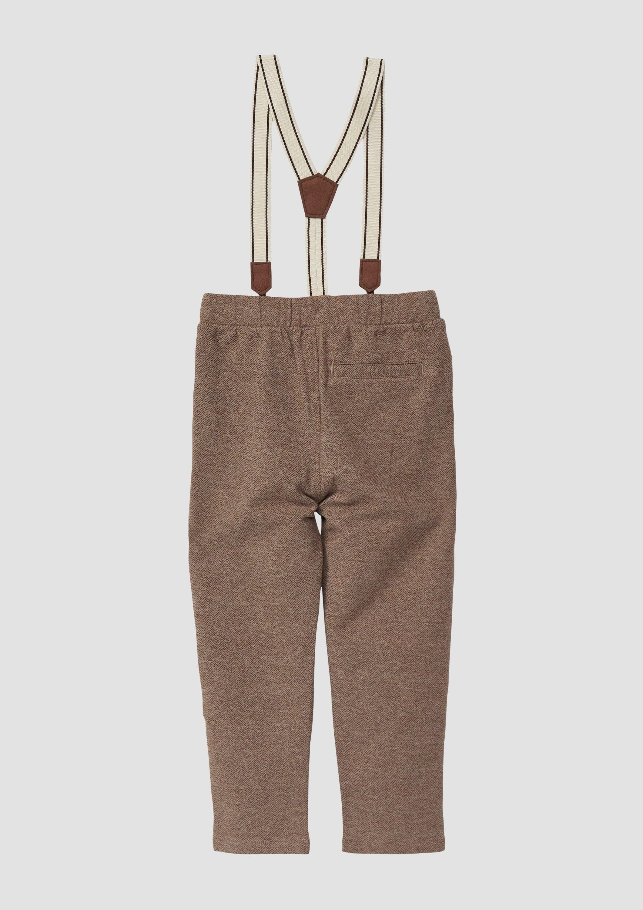 s.Oliver Chinos Leggings Festive Hose mit Herringbone-Muster und Hosenträgern