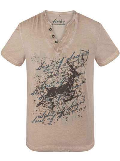 FUCHS T-Shirt Trachten T-Shirt Willi sand aus 100 % Baumwolle
