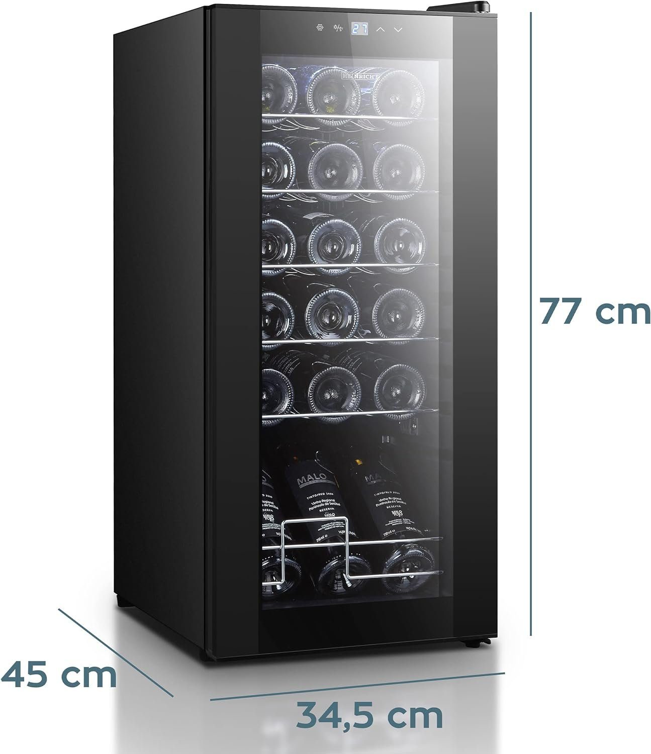bis á 18°C mit 18 Standardflaschen für Heinrich´s von Kühlung HFK Weinkühler 0,75l,Getränkekühlschrank 3216, 5 Weinkühlschrank