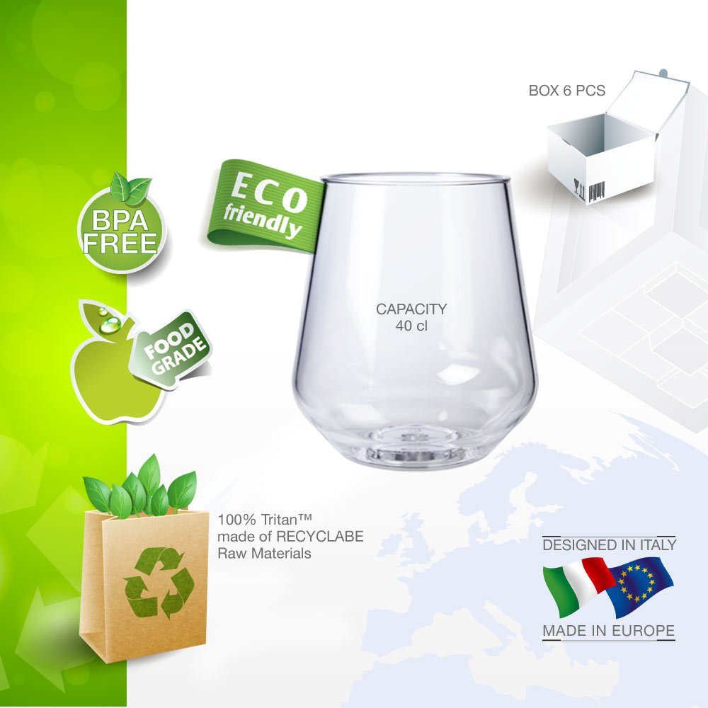Doimoflair Weinglas Doimoflair Weingläser Cocktailglas aus Plastik bruchsicher Transparent, 6-tlg.