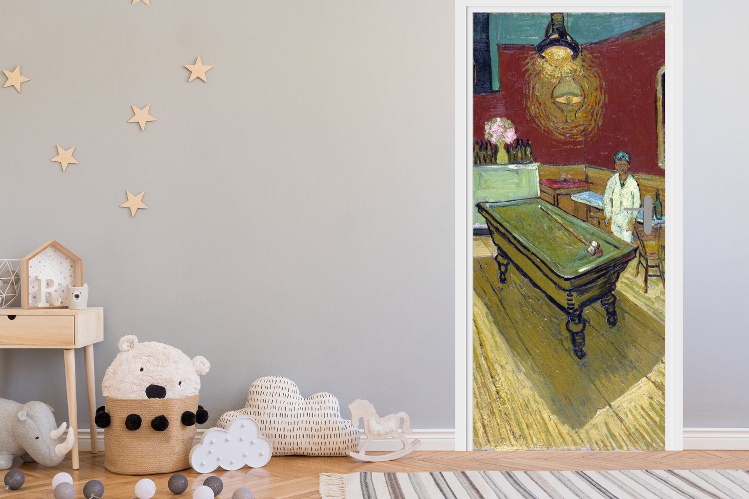 MuchoWow Türtapete van Nachtcafé cm Matt, für bedruckt, Tür, Türaufkleber, Das Gogh, - Fototapete 75x205 (1 Vincent St)