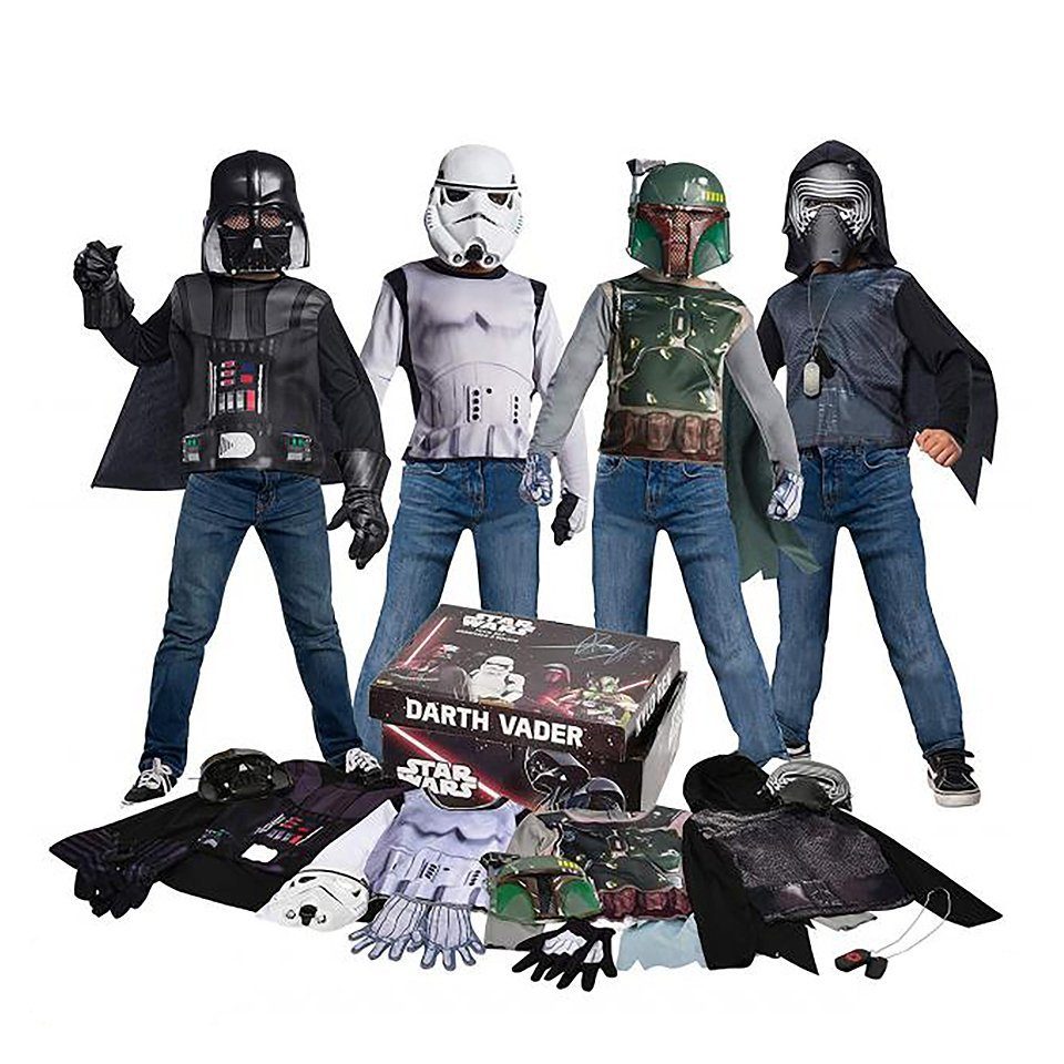 Rubie´s Kostüm Star Wars - Dunkle Seite Kostümbox für Kinder, Große  Verkleidungskiste zum kleinen Preis: mit Boba Fett, Stromtrooper, Darth  Vader und Kylo Ren