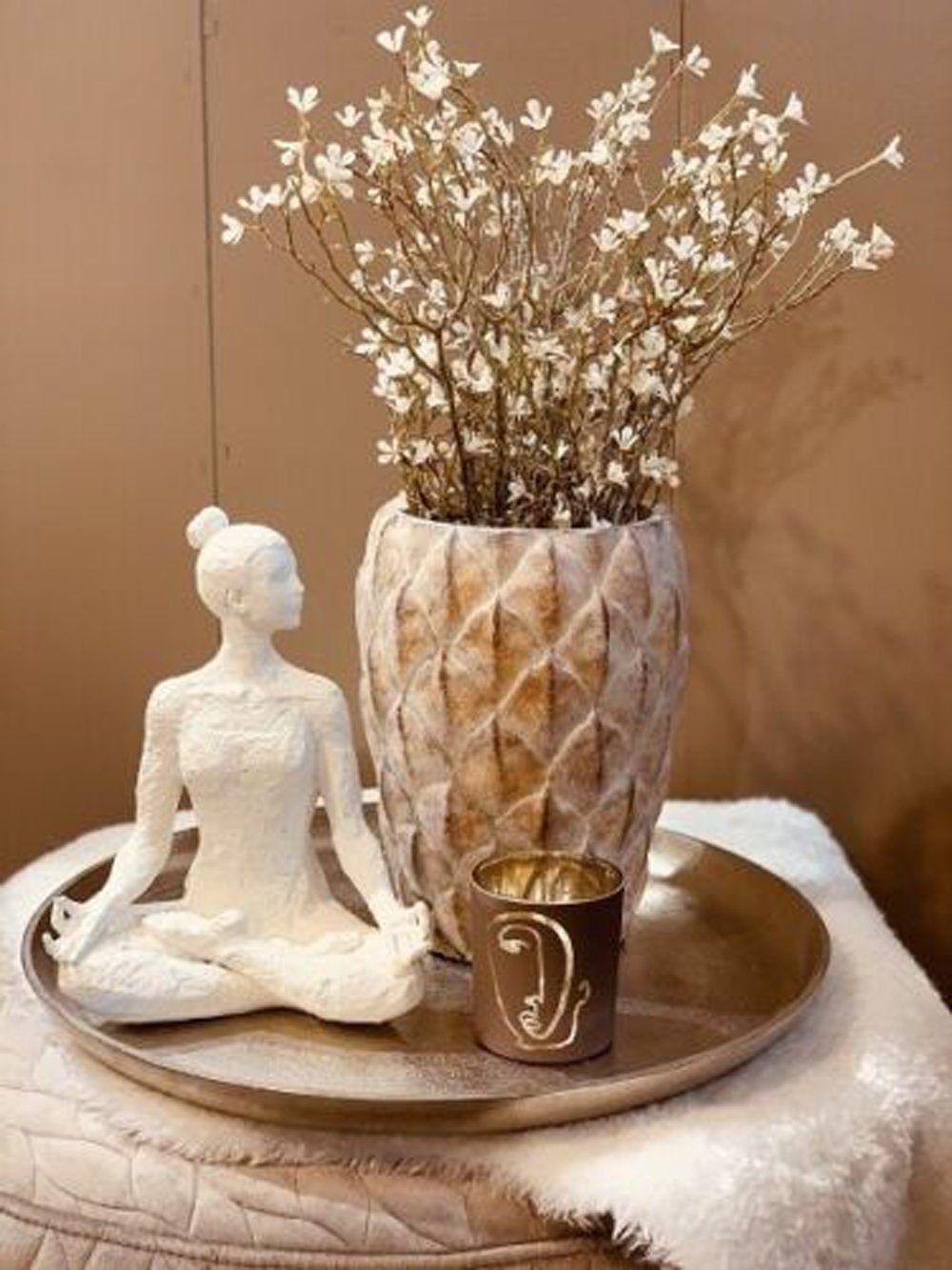 Exner GmbH Garten- beige & Zement, St) Shabby creme Topf Wohnaccessoires cm Valo, grau Dekovase 17,5x17,5x23 (1 Vase