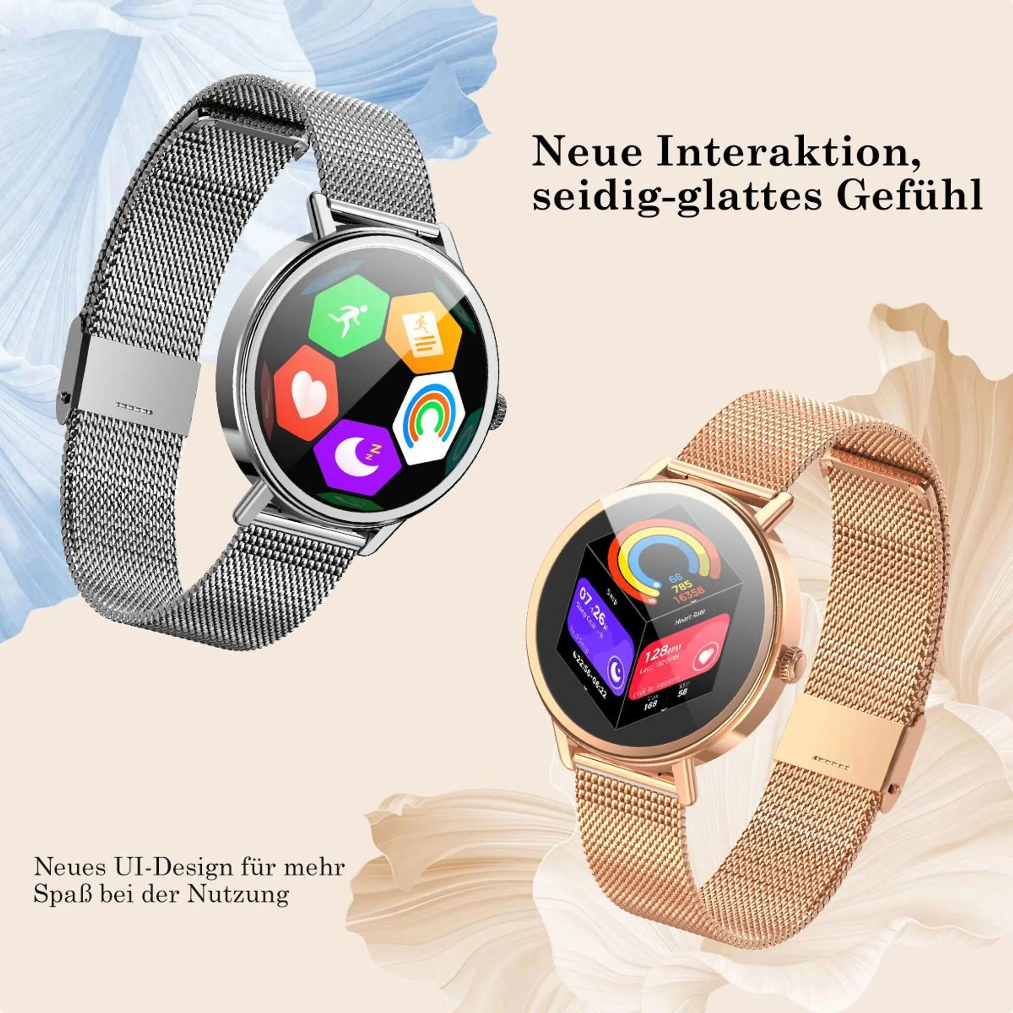 blackview Smartwatch Damen, Neues Fitness Uhr mit Anrufe, Puls, Pulsmesser, SpO2 Smartwatch (4 cm/1.26 Zoll, iOS/Android), Schlafüberwachung,Stress-, IP68 Wasserdicht,Smartwatch für Android IOS
