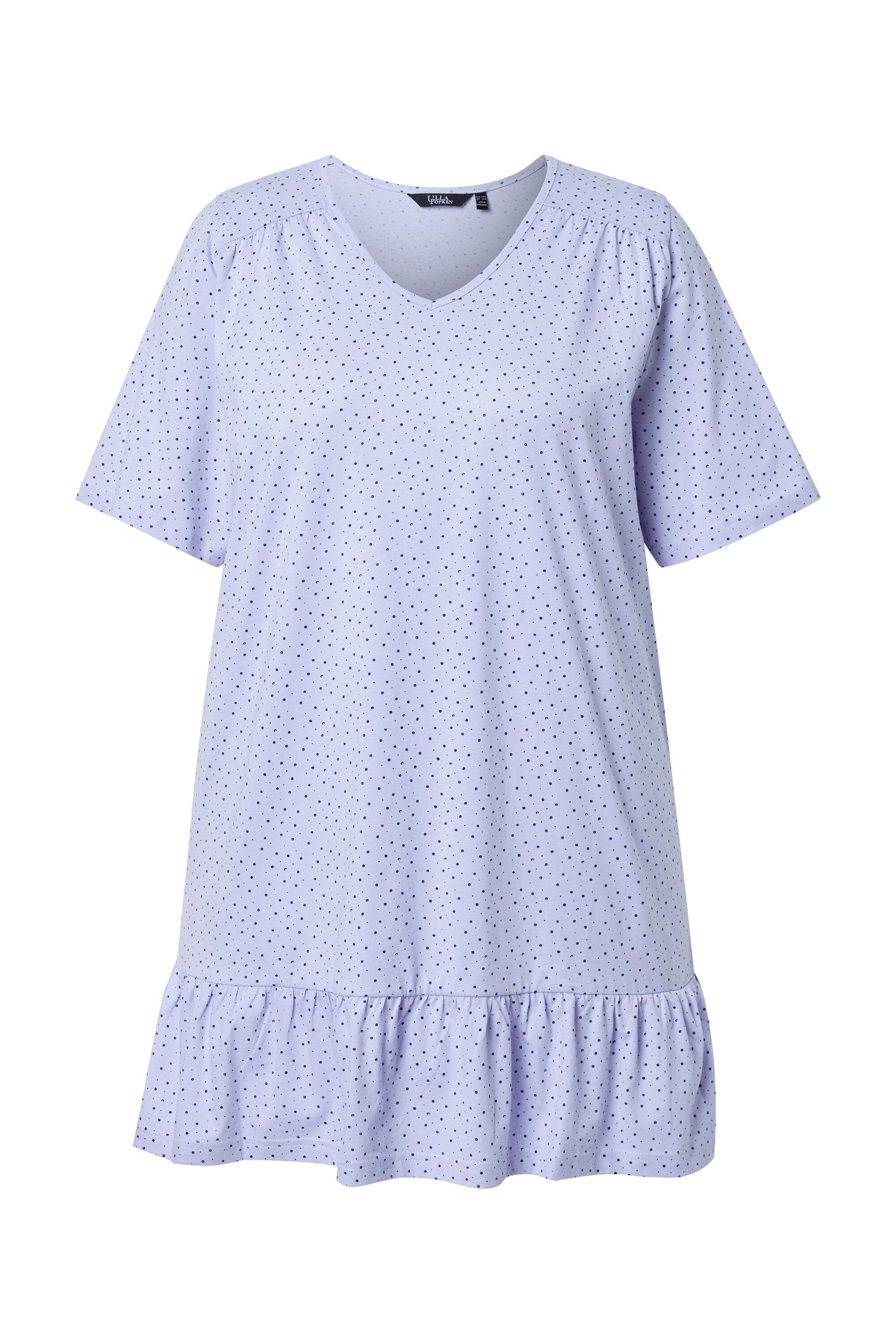Ulla Popken Longshirt T-Shirt Volant A-Linie V-Ausschnitt