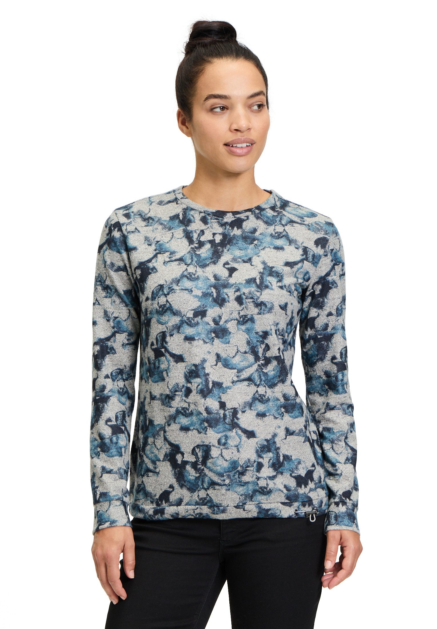 Betty&Co Kurzarmshirt Damen Casual-Shirt mit Tunnelzug (1-tlg) Druck