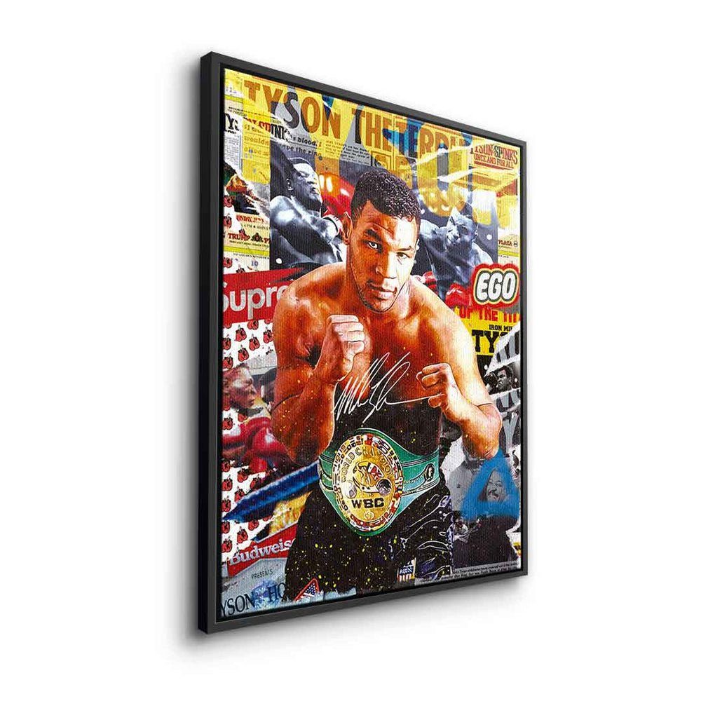 Collage Iron Mike Art Leinwandbild Mike, Rahmen DOTCOMCANVAS® Iron Pop Boxer Leinwandbild silberner Tyson Sport Mike