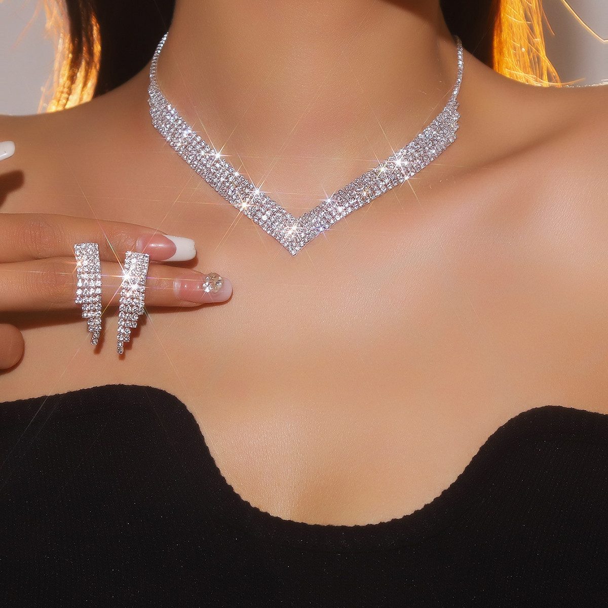 KARMA Schmuckset Kristall Silber Damen Brautschmuck günstig online kaufen