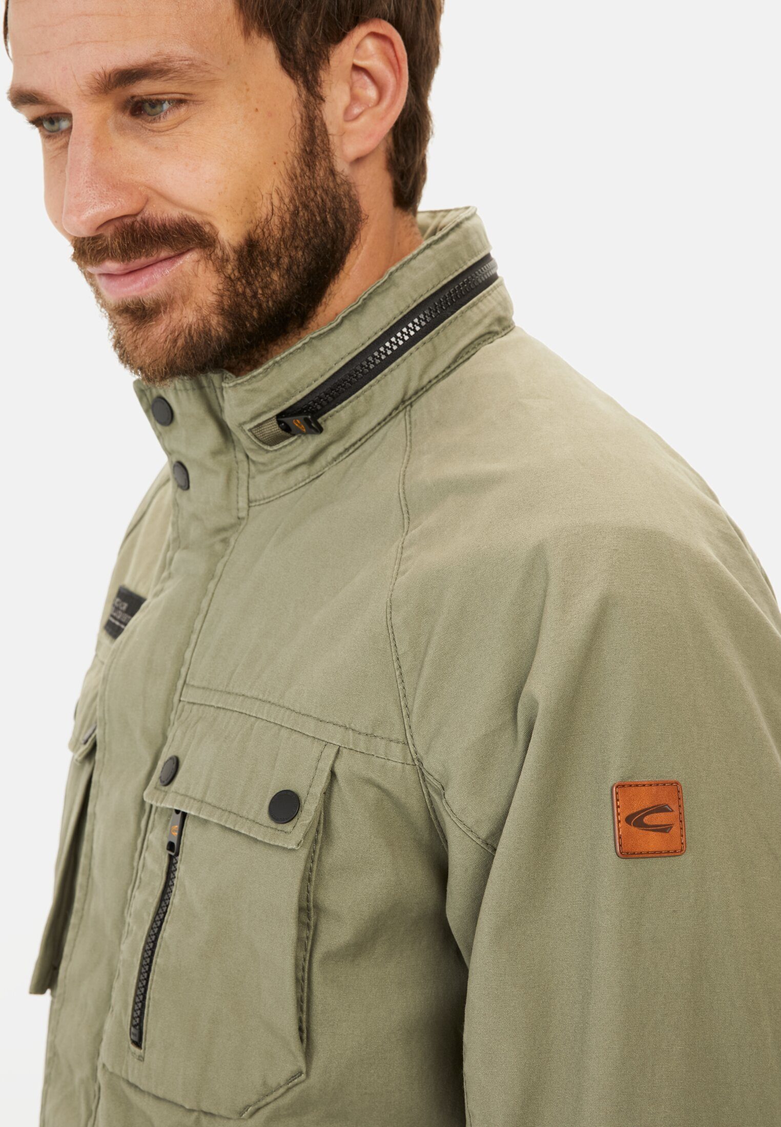 camel active Outdoorjacke aus reiner Baumwolle Langarm Kapuze