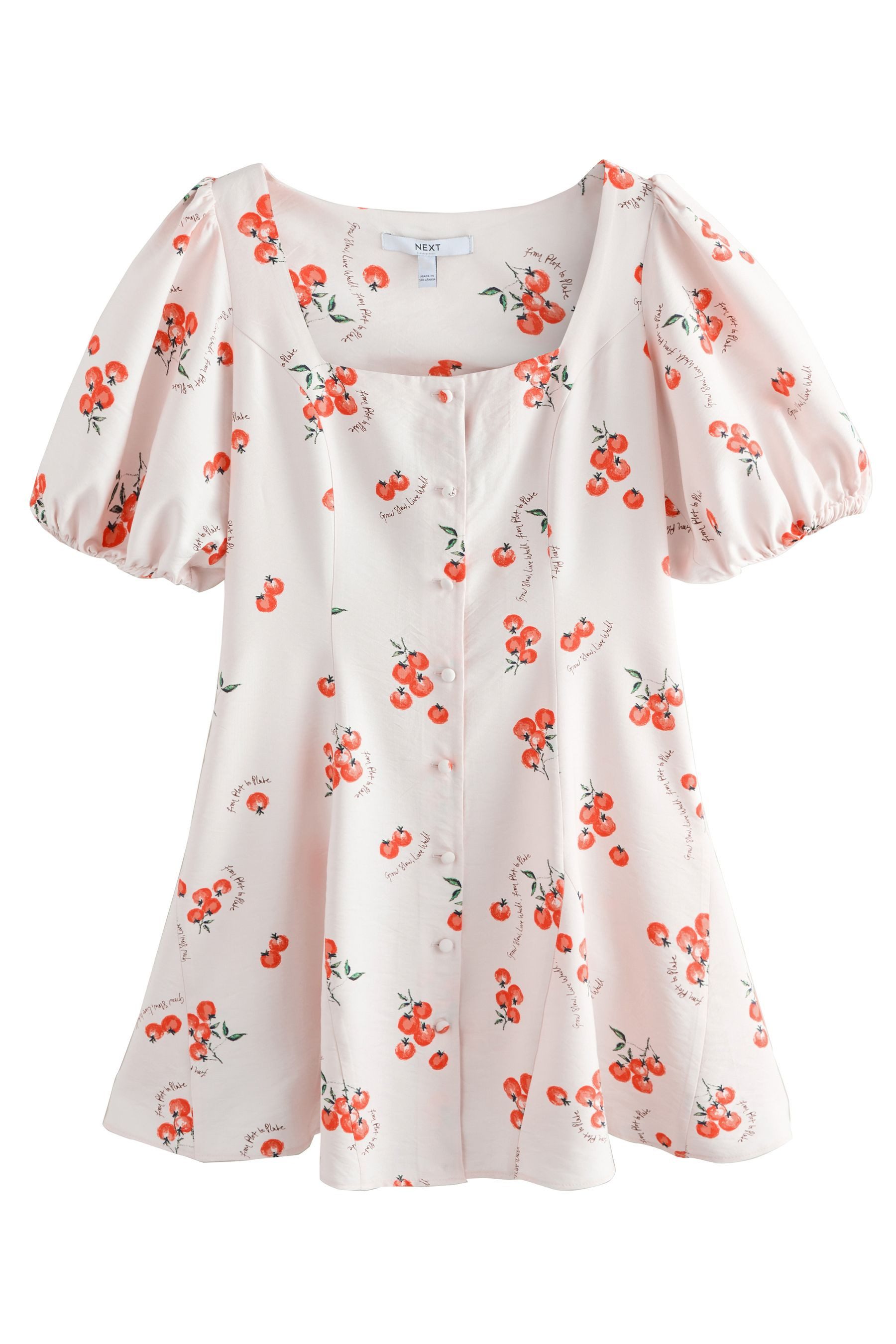 Next Minikleid Durchgeknöpftes Minikleid mit Puffärmeln (1-tlg)