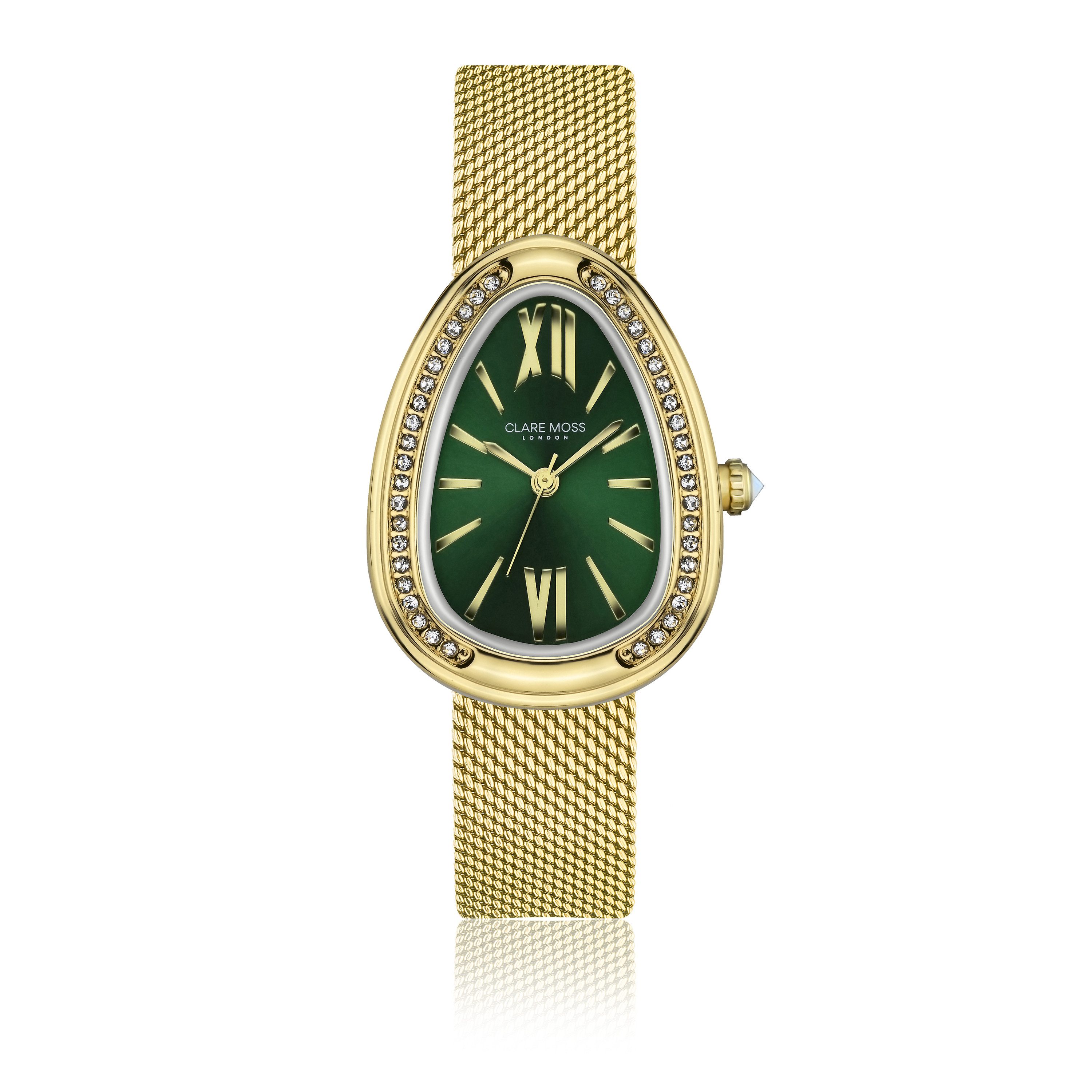CLARE MOSS Quarzuhr CMA9-B034G Vintage-Gold-Netzgewebe