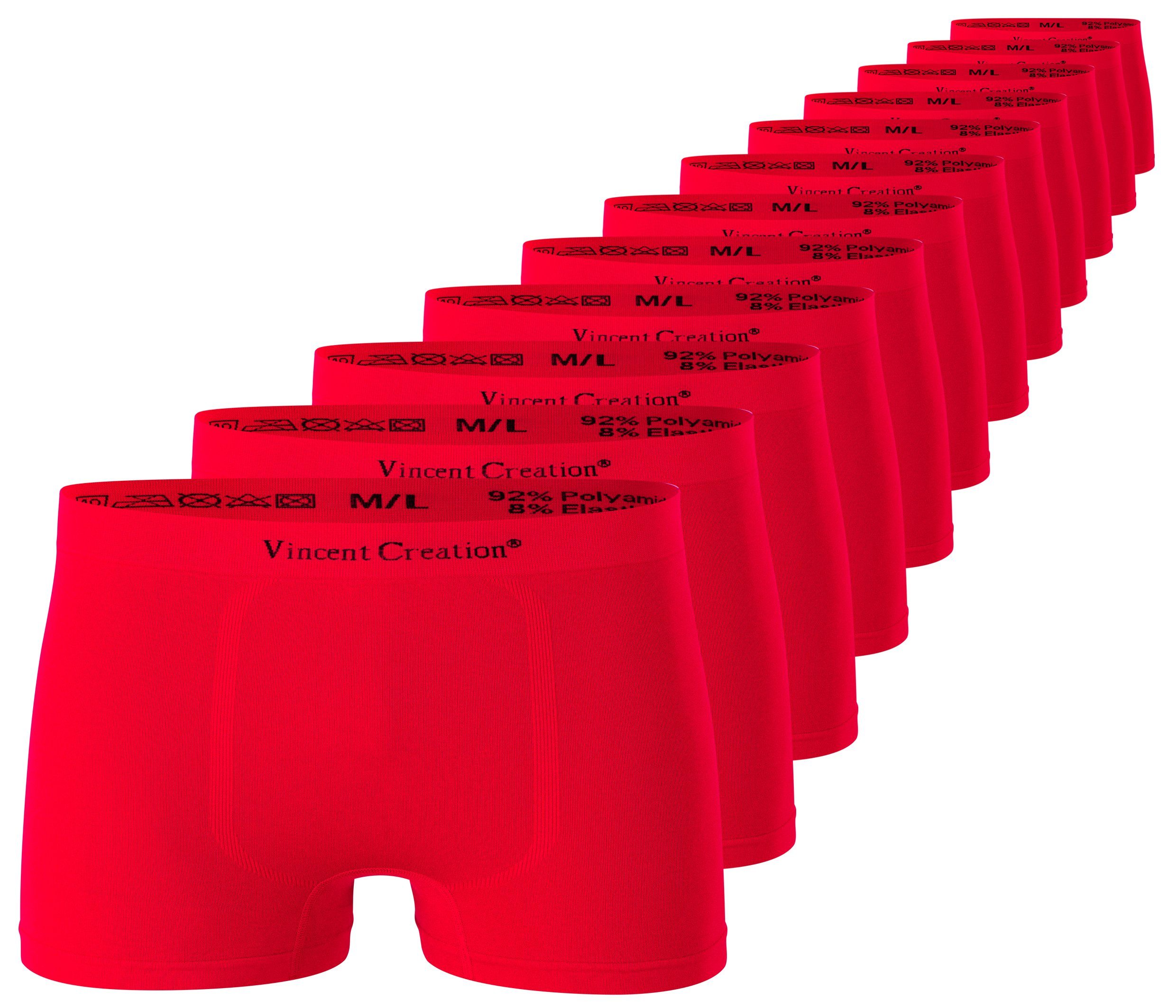 Vincent Creation® Boxershorts 12er Pack, Microfaser - Seamless (12-St) weiche Microfaser-Qualität rot