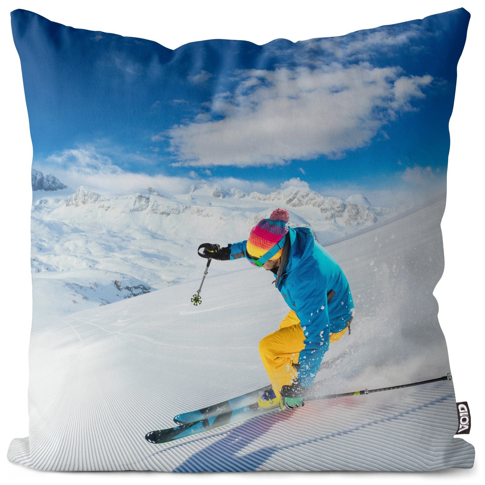 Sport Ski Berge Winter Skifahren Ischgl Reise VOID Urlaub Stück), Kissenbezug, Eis Sofa-Kissen Österreich Wintersport Ausflug (1 Hütte fahren