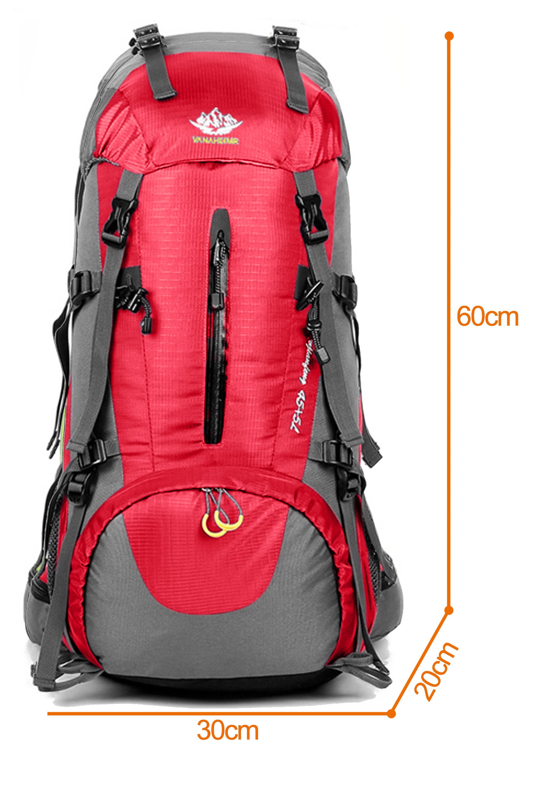 RAIKOU Wanderrucksack 50L Trekkingrucksack Wasserdicht, Reisetasche Ultralight (Regenhülle, Hüftgurt mit praktischen Taschen), Atmungsaktives Tragesystem – Bild 4 von 5
