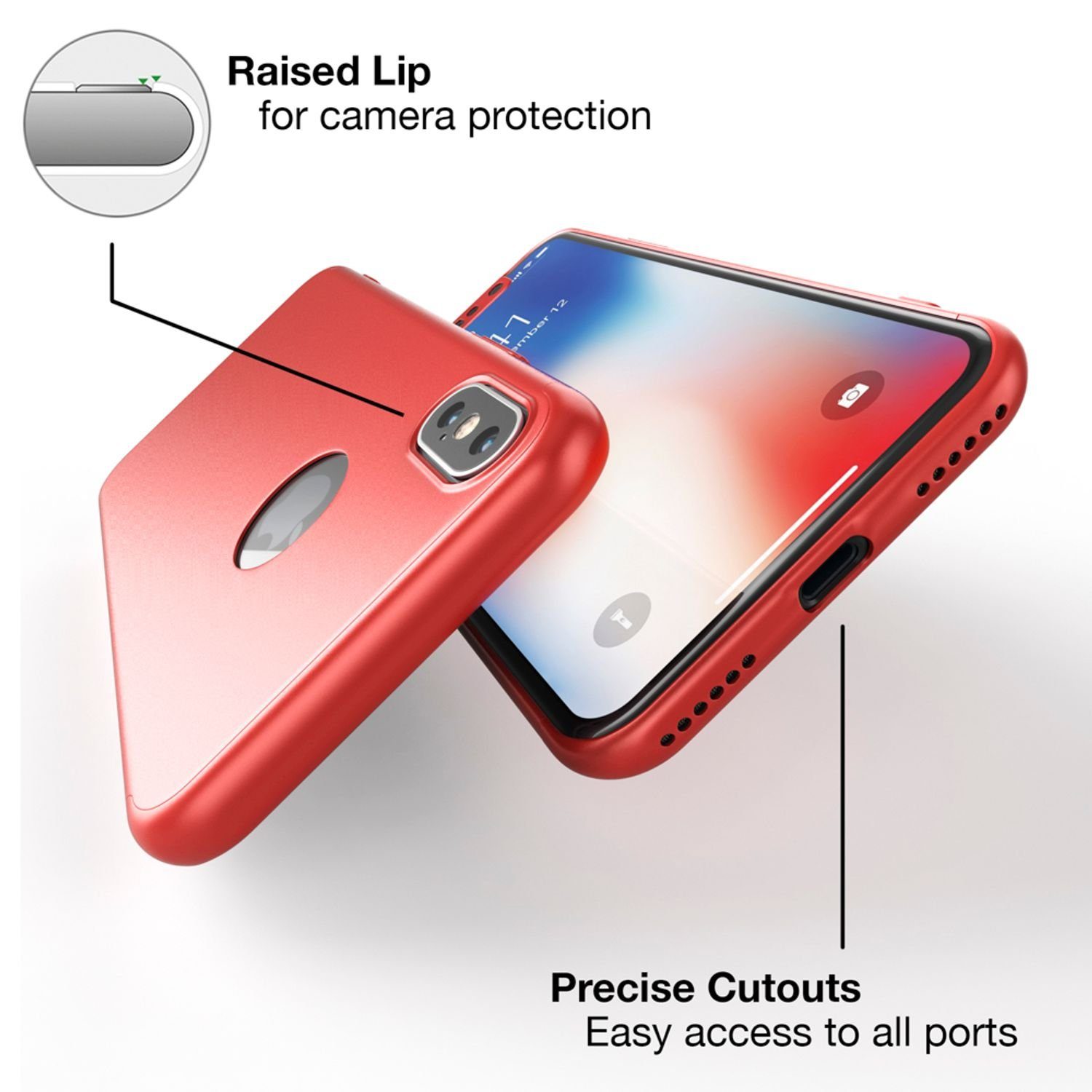 Nalia Smartphone-Hülle Apple iPhone X Apple iPhone XS 14,7 cm (5,8 Zoll), 360 Grad Hülle / Rundum Schutz Etui / Hardcase / Cover & Displayschutz