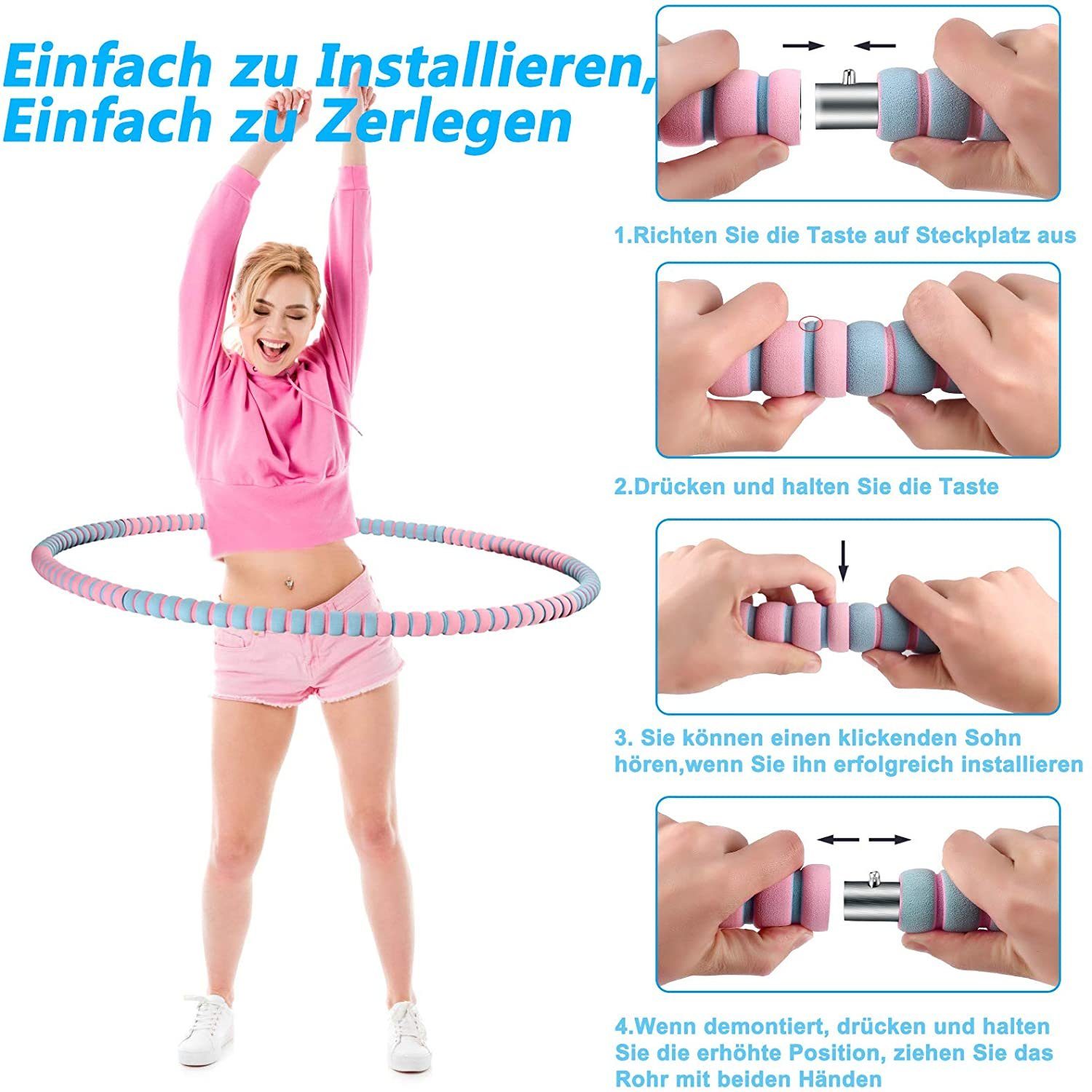 & und zur Kinder Pink GOLDEN Hula Hula-Hoop-Reifen und für Massage Blau Hula Gewichtsabnahme Hoop Erwachsene