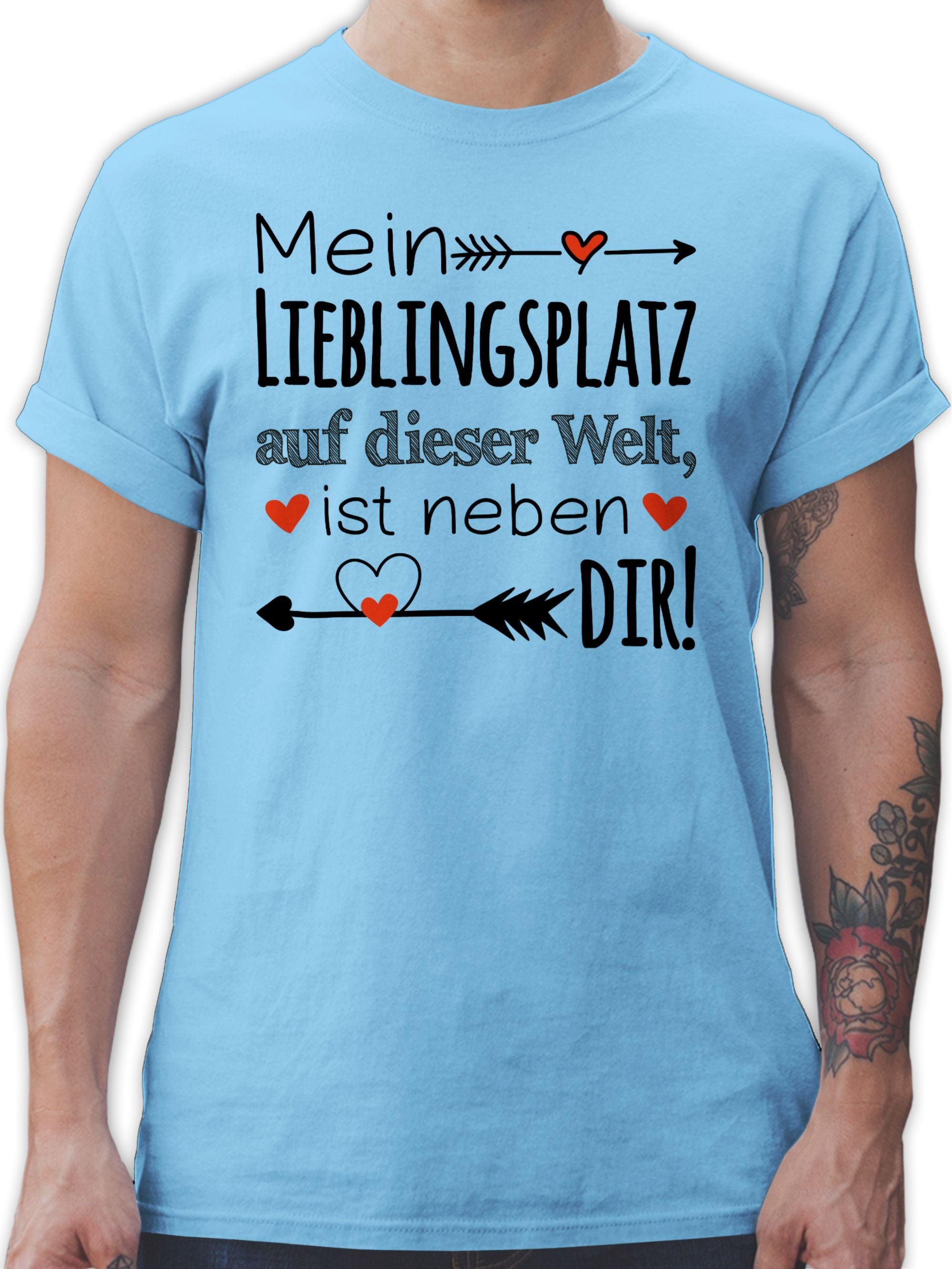 1 - Geschenk Partner Hellblau T-Shirt Liebeserklärung Beziehung Liebe Valentinstag Partner Lieblingsplatz Partnerin Shirtracer