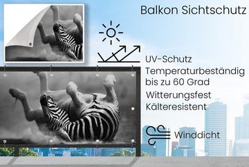 MuchoWow Balkonsichtschutz Zebra - Tiere - Schwarz - Weiß (1-St) Balkonbanner, Sichtschutz für den Balkon, Robustes und wetterfest