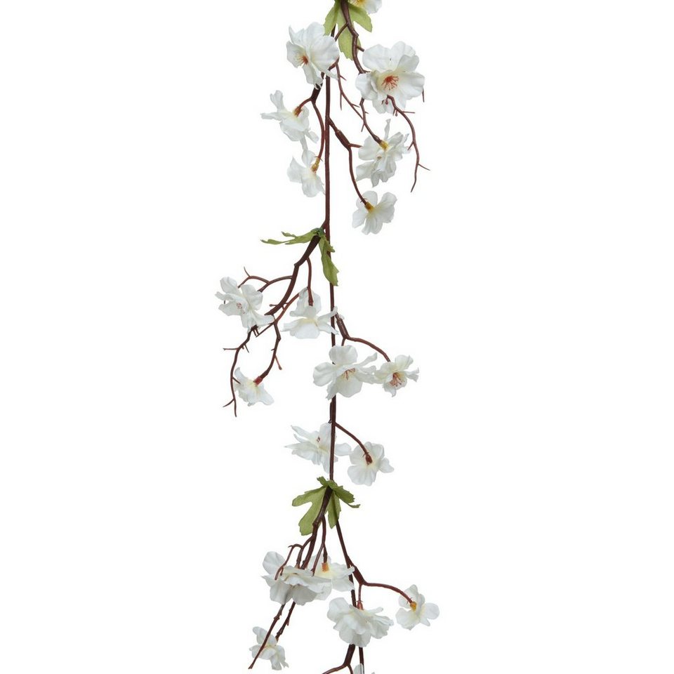 Kunstgirlande Blumengirlande Kirschblüten Blütengirlande Blütenranke Rebe  1,87m weiß, MARELIDA, Höhe 15 cm