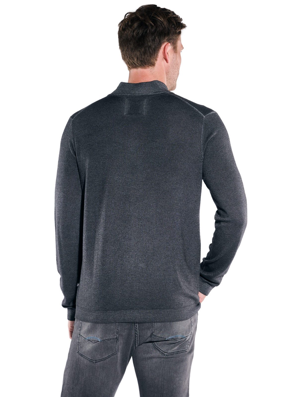 ENGBERS GERMANY Stehkragenpullover Herren Pullover mit Merinowolle, Anthrazit