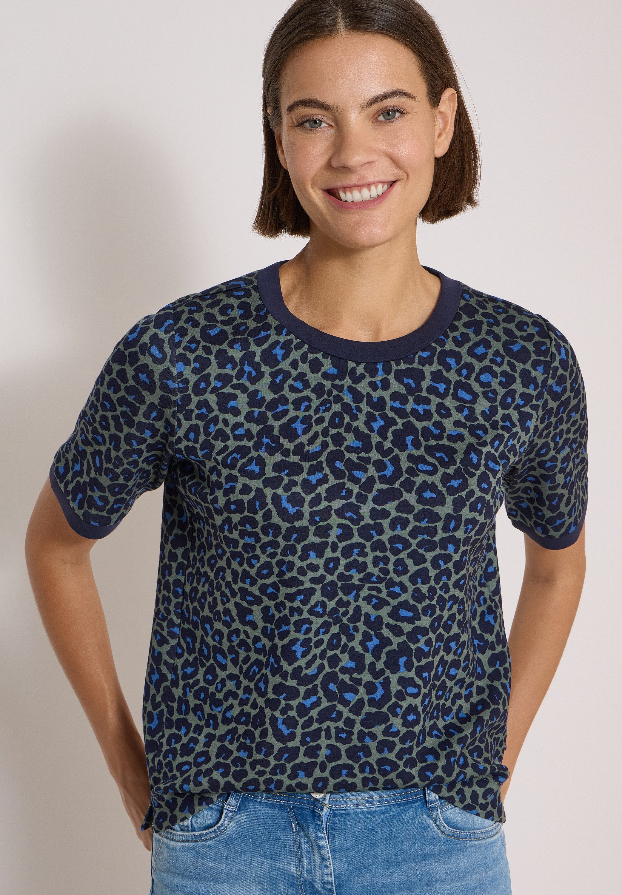 CECIL Sweater Sommershirt / Rundhals / Animal-Print