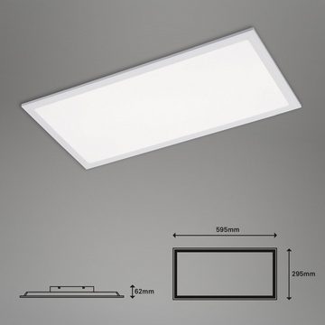 Briloner Leuchten LED Panel 7095-016, ultraflach, LED fest verbaut, Neutralweiß, Deckenlampe, 59,5x29,5x6,2cm, Weiß, 24W, Wohnzimmer, Schlafzimmer