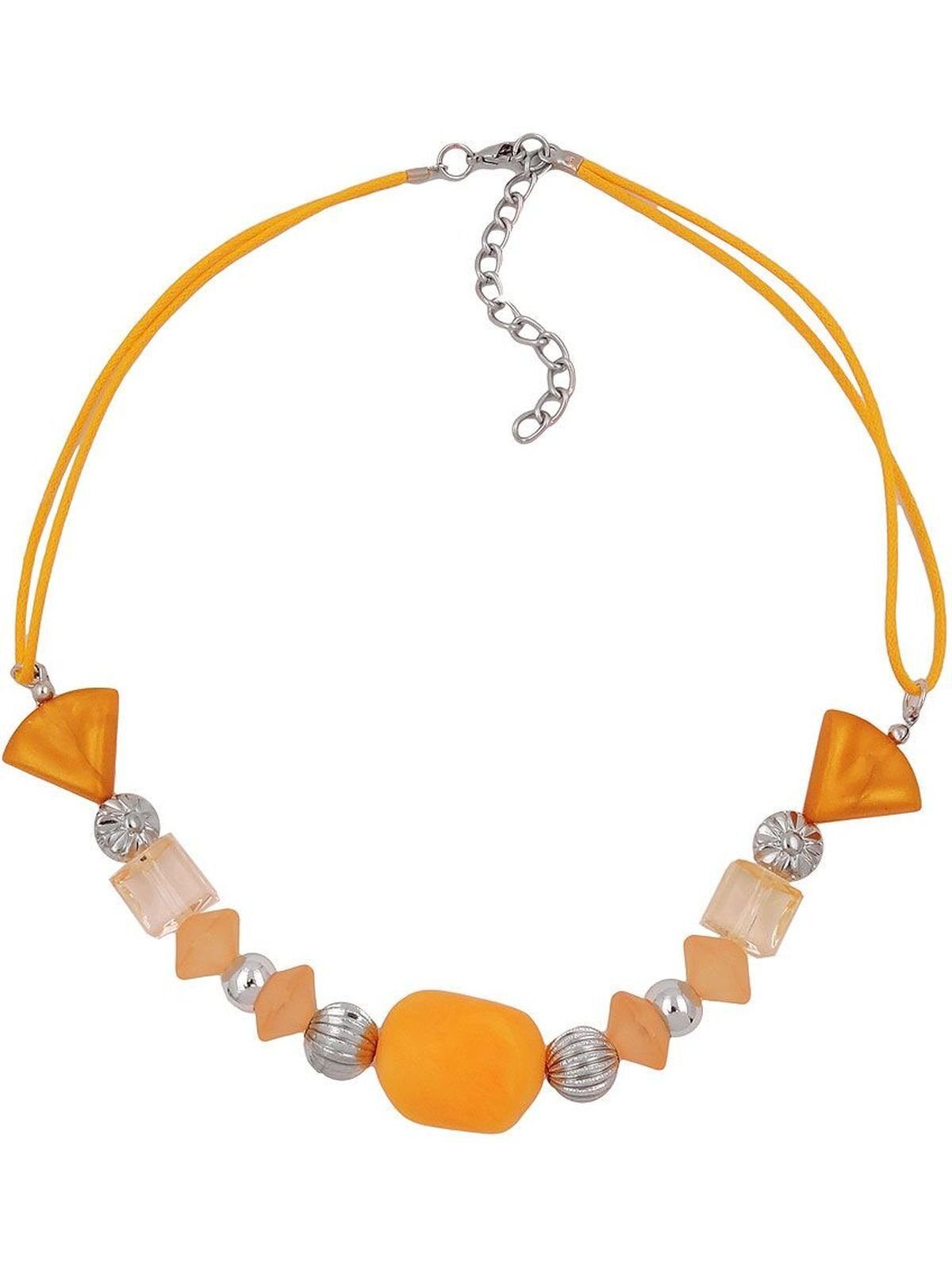 Kette Perlenkette gelb Kordel (1-tlg) Gallay gelb, Barockwalze