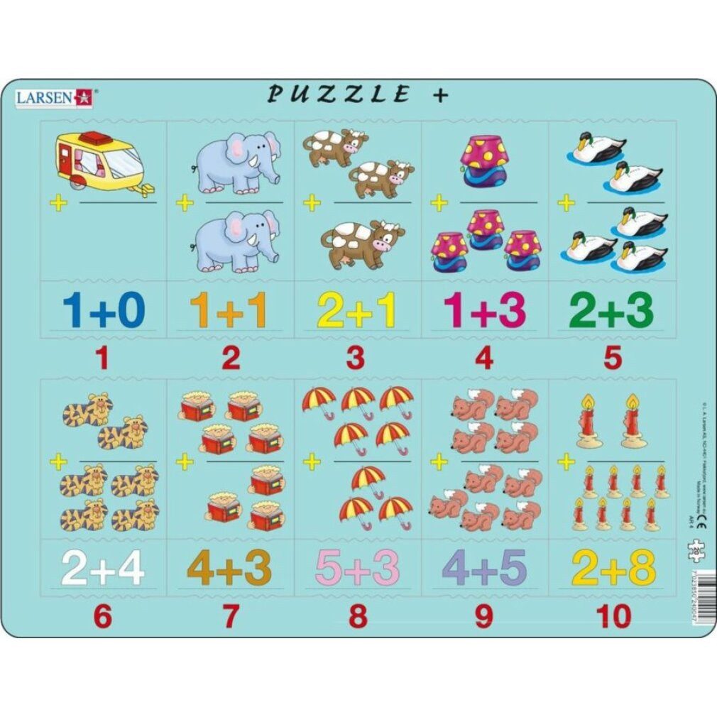 Larsen Puzzle Puzzle Addition mit Bildern 20 Teile, Puzzleteile