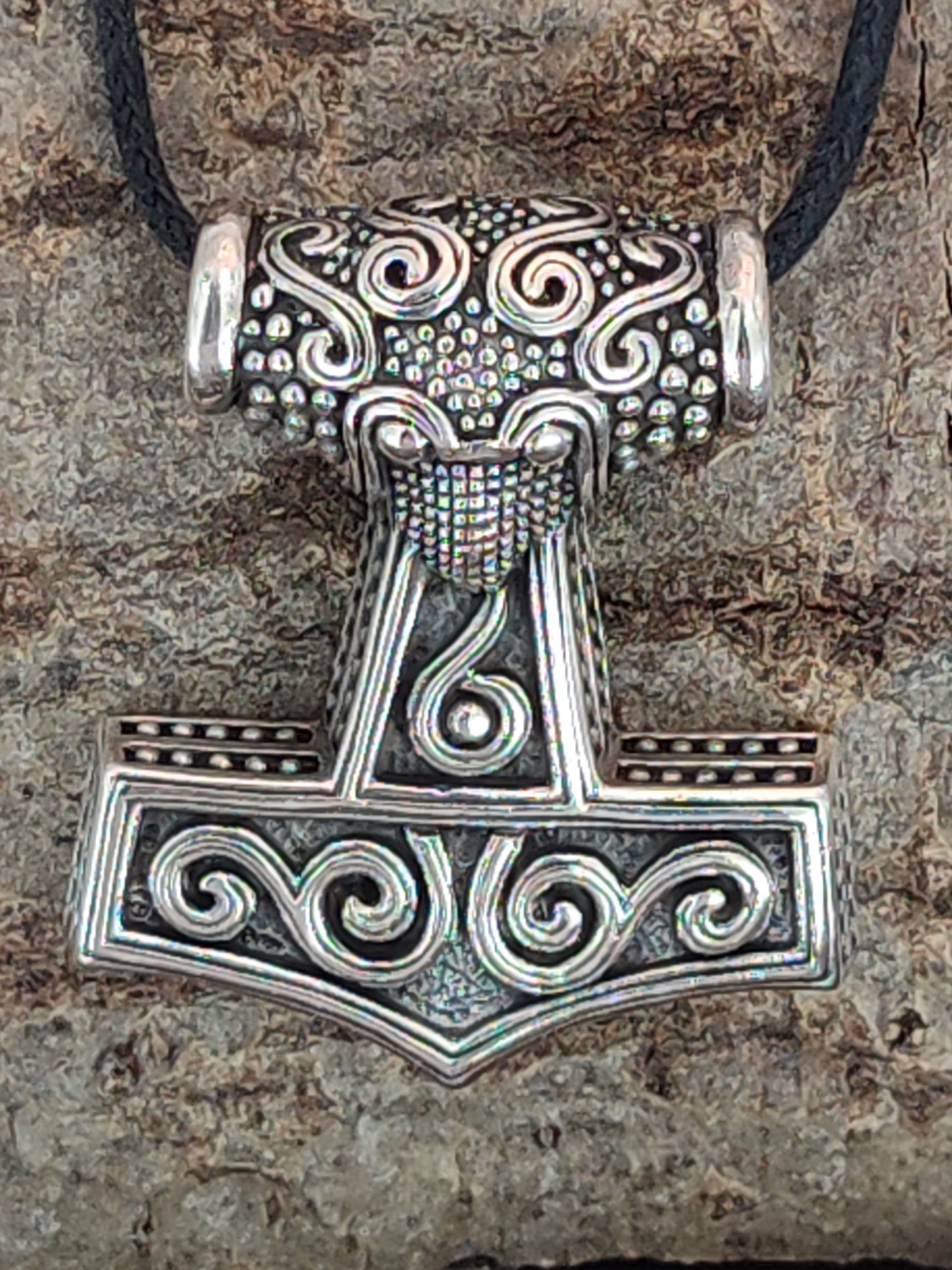 925 Thorshammer Wikinger Kiss Thor Kettenanhänger Thorhammer Leather of Silber Hammer