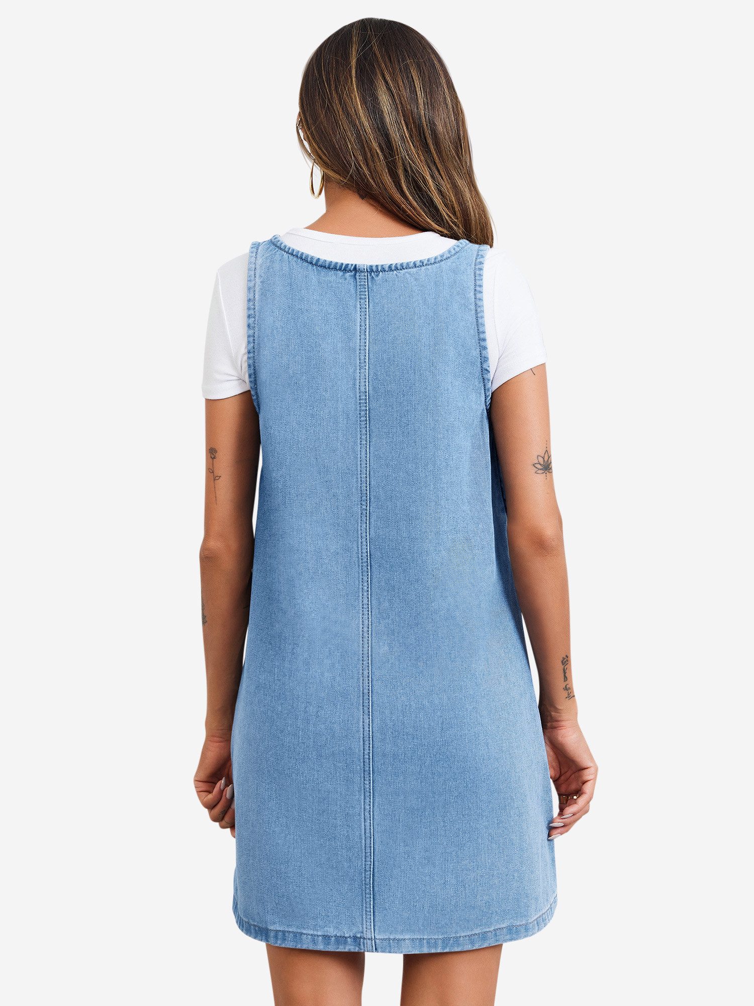 Imily Bela Jeanskleid Ärmellose Kleid mit Rundhals (Packung, 1-tlg., 1per-Pack) mit Eingrifftaschen