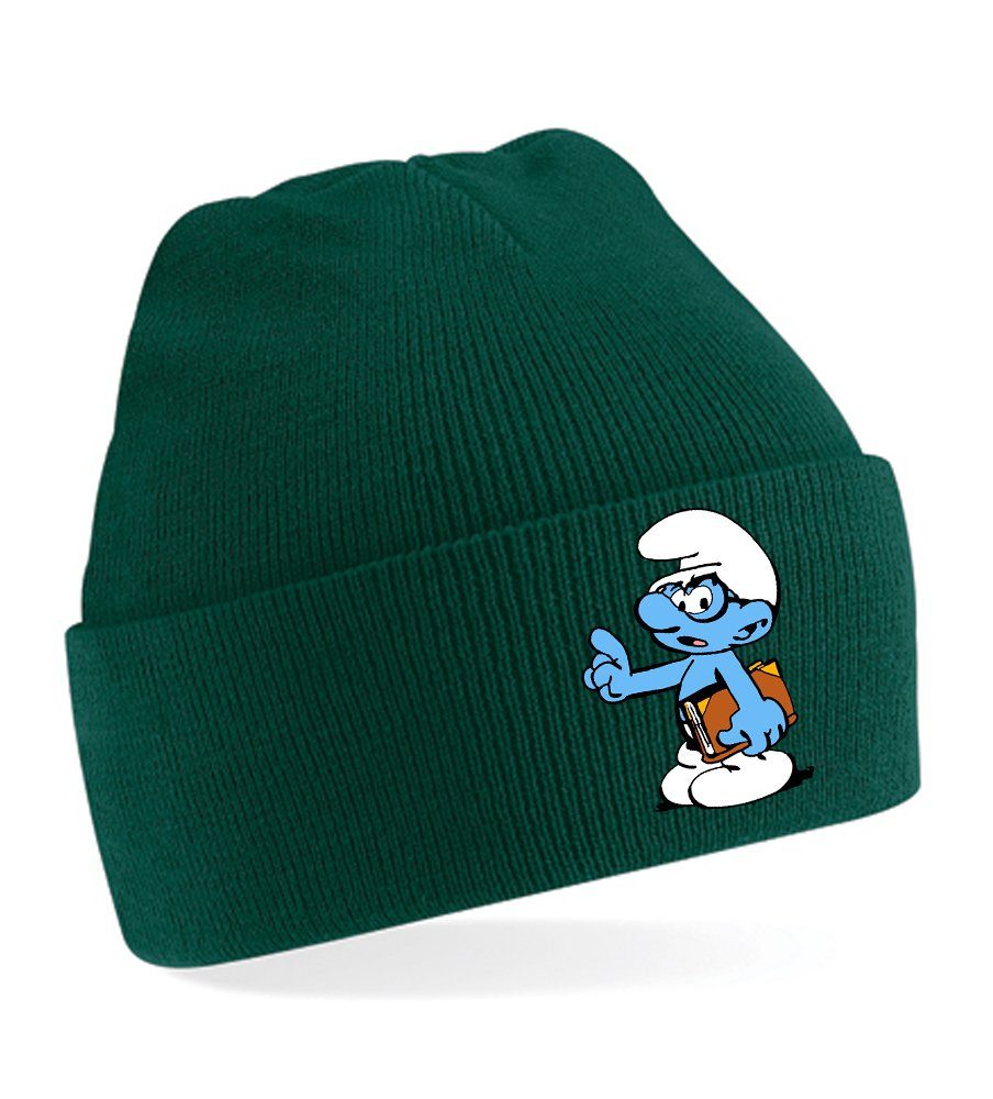 Blondie & Brownie Beanie Unisex Erwachsenen Mütze Schlaubi Schlumpf Buch Schlümpfe Flaschengrün