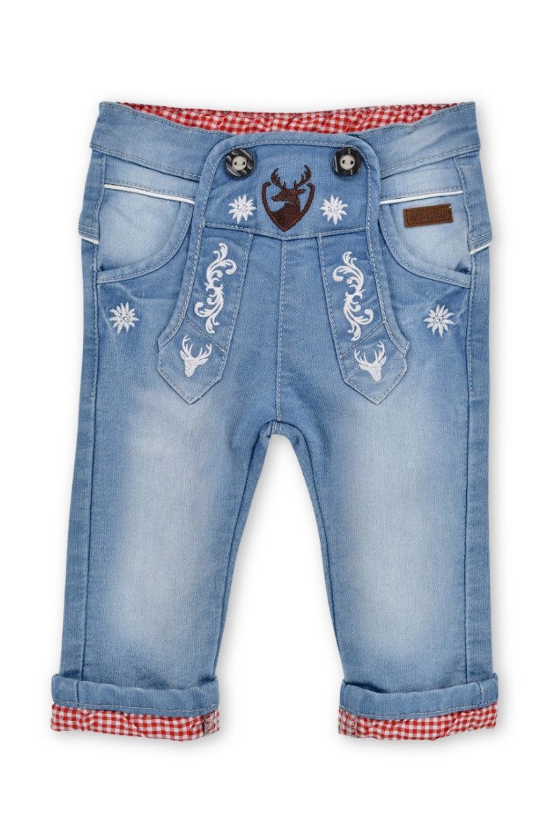 BONDI Lederhose Trachtenjeans Baby/Kleinkind - HIRSCHL - blue denim