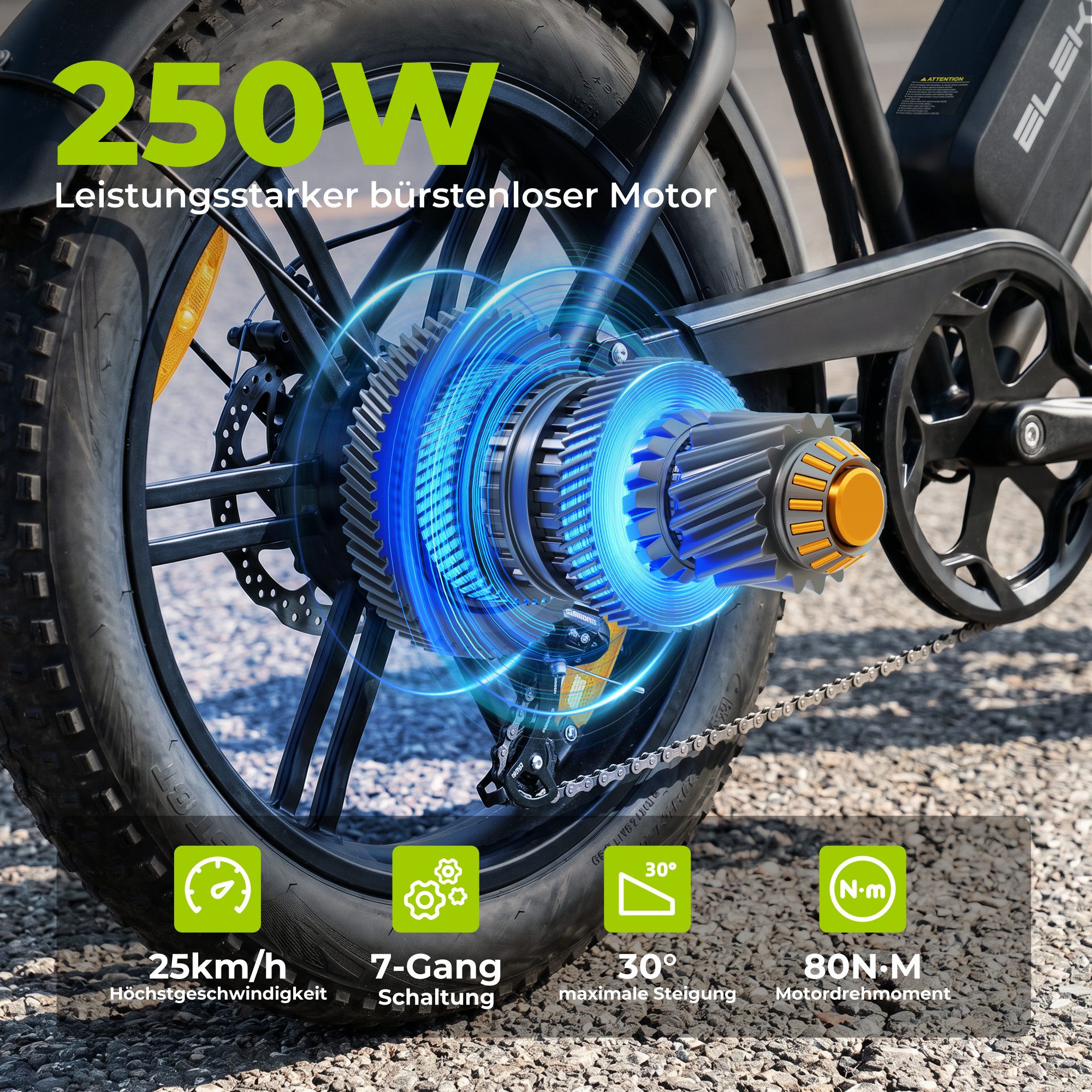 Vankel E-Bike Cityrad E6-2.0 Elektrofahrrad 20” x 4 Damen u. Herren Pedelec 720Wh Max.108KM, Heckmotor, 720 Wh, Pedelec, Elektrofahrrad E-Mountainbike für Erwachsene, E-bikes