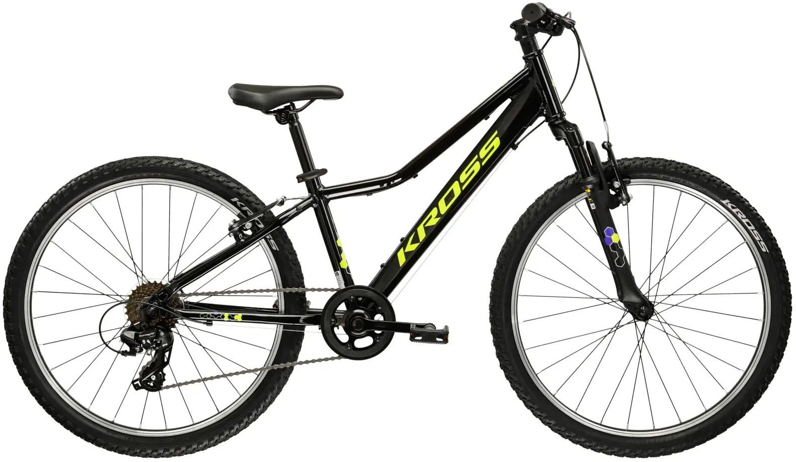 Kross Kinderfahrrad KROSS Kinderad 24" Hexagon JR 1.0 Schwarz 8 Gänge 2026, 8 Gang Shimano TOURNEY TX800 Schaltwerk, Kettenschaltung