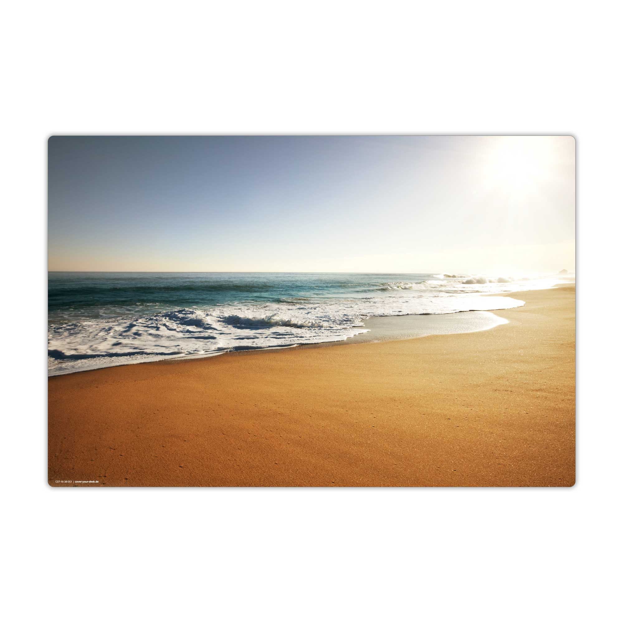 cover-your-desk.de Schreibtischunterlage abwaschbar - am Strand - aus premium Vinyl - Made in Germany, (1 tlg., abwischbar, Hergestellt in Deutschland)