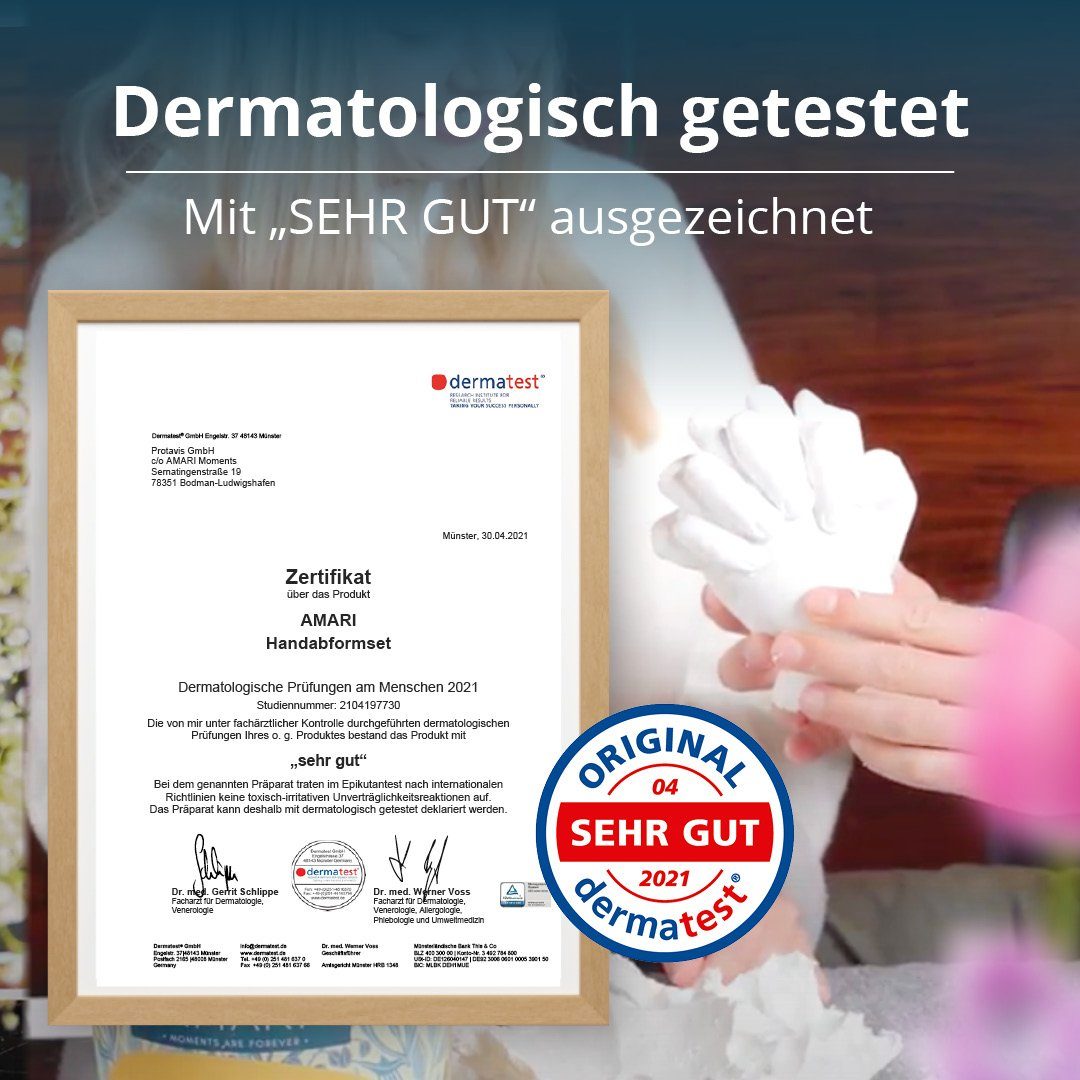 Amari Handabdruck-Set Geschenkidee für Paare - 3D Gipsabdruck, Komplettset, als romantisches Geschenk für Valentinstag, Jahrestag & Hochzeit