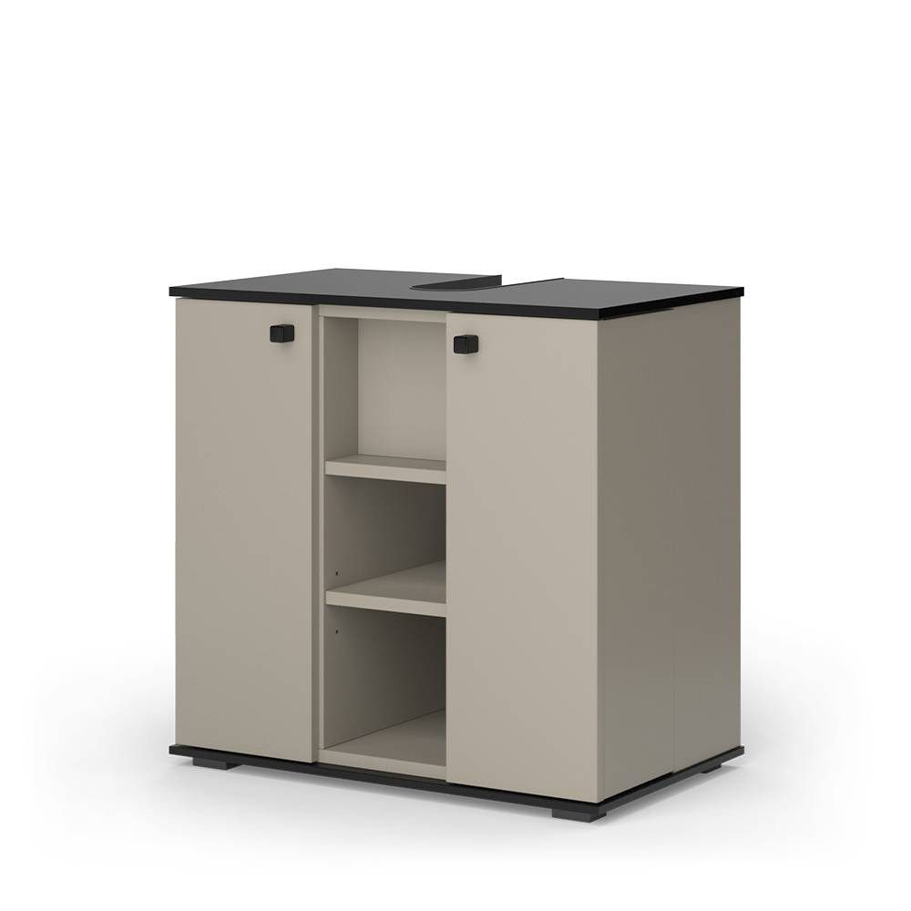 Vicco Waschbeckenunterschrank Joli, Greige/Schwarz, 60 x 59 cm mit 2 Türen (1-St)