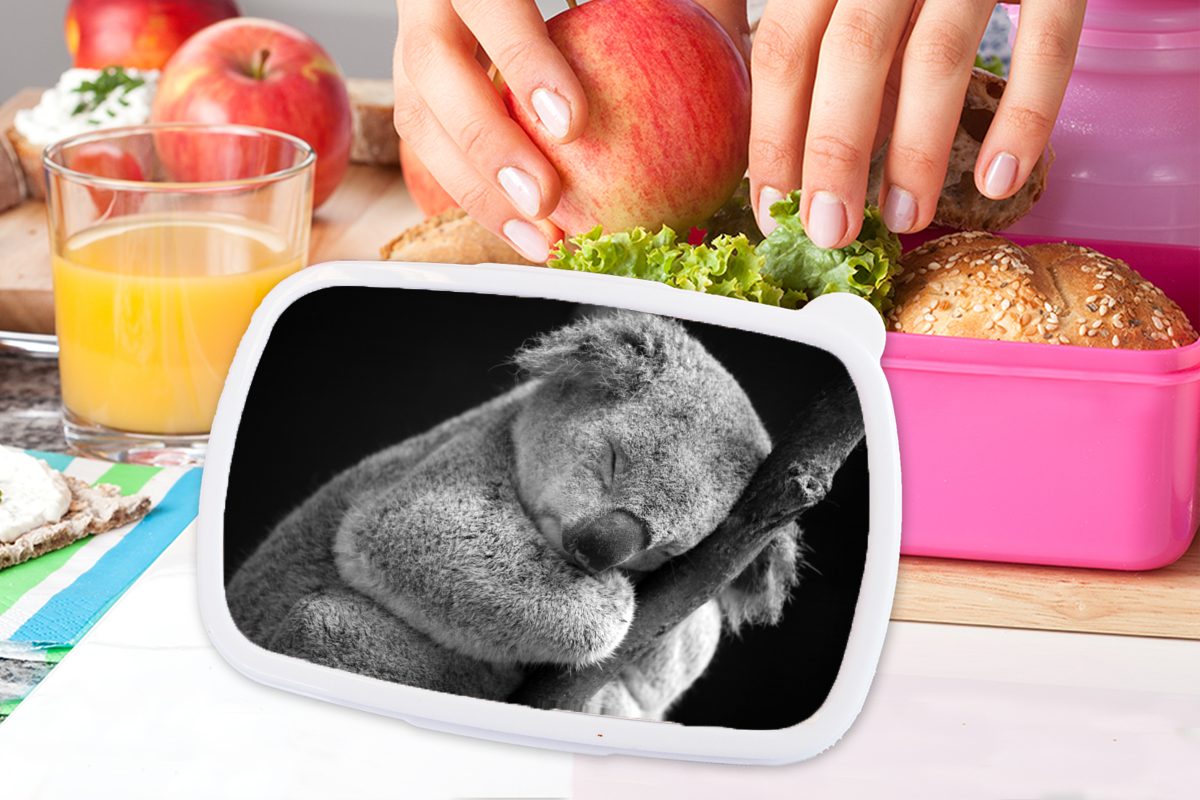 Snackbox, Kunststoff, Koala Jungen - - rosa Mädchen, Brotbox - Kinder, Mädchen, für MuchoWow - Erwachsene, Schwarz Kinder Kunststoff - Brotdose Lunchbox Schlafend (2-tlg),