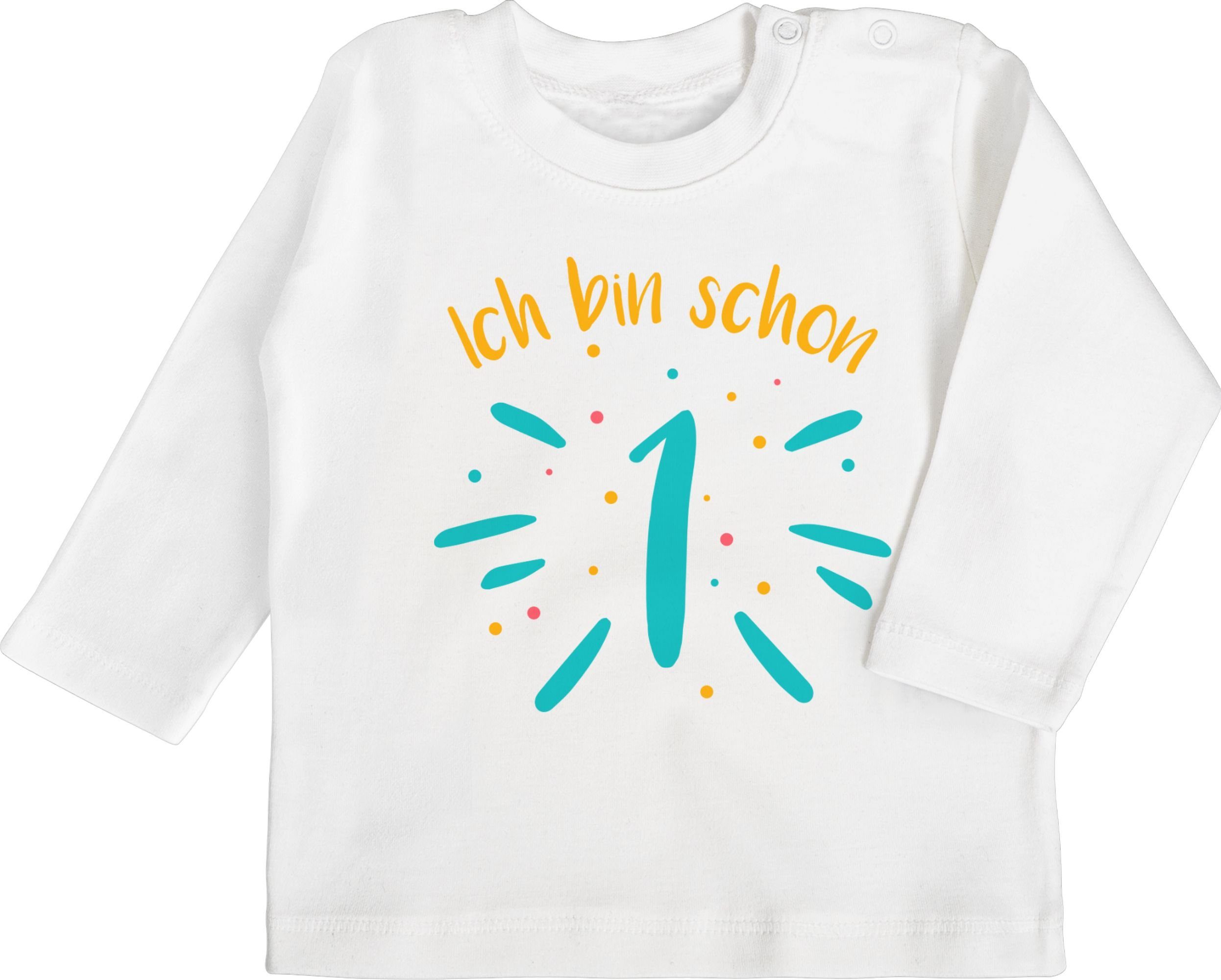 Shirtracer T-Shirt Ich bin schon eins Konfetti bunt 1. Geburtstag 2 Weiß