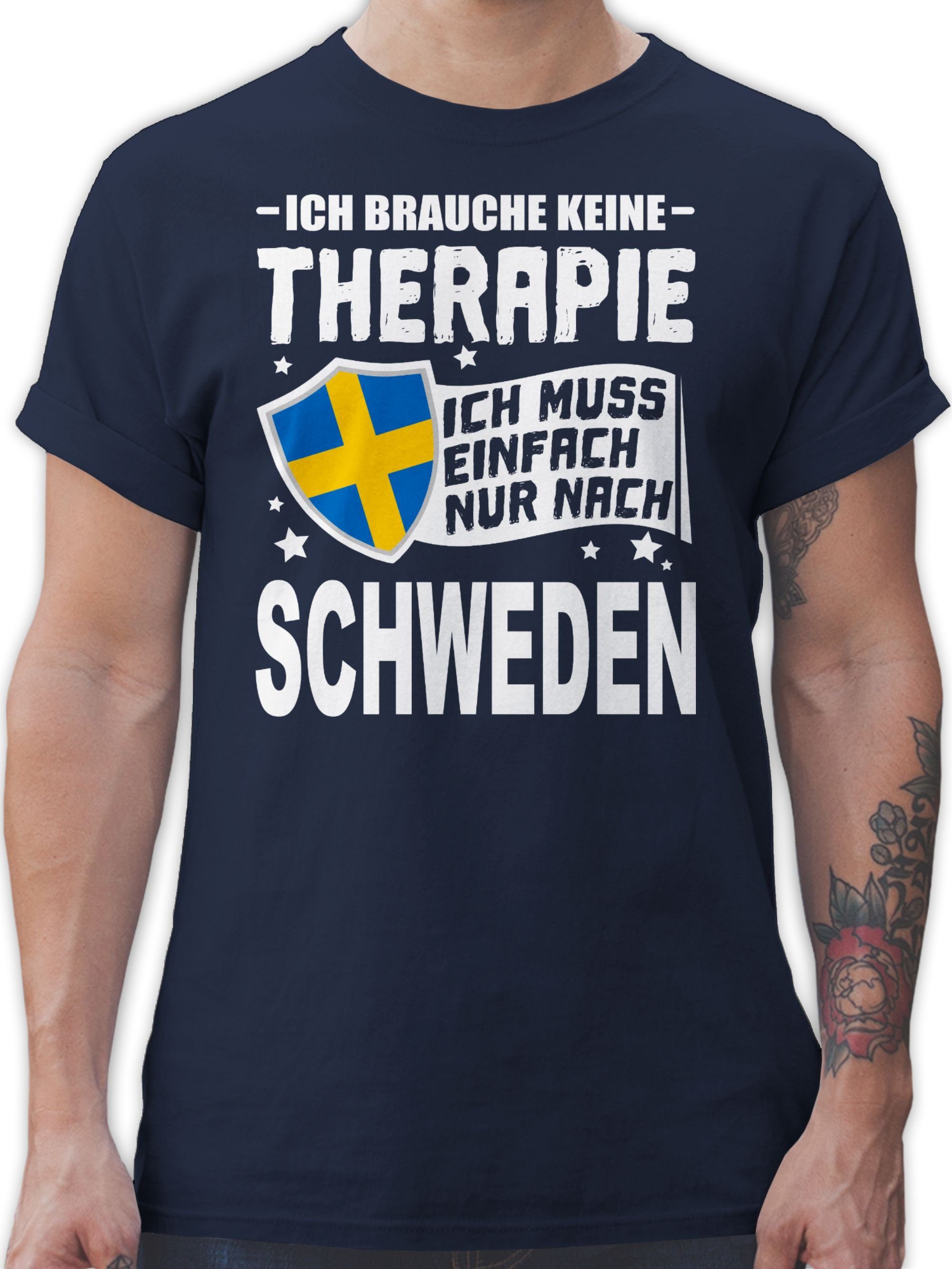 muss brauche Länder Schweden nach weiß Navy - Blau nur Therapie 1 Ich T-Shirt Wappen Shirtracer einfach keine Ich