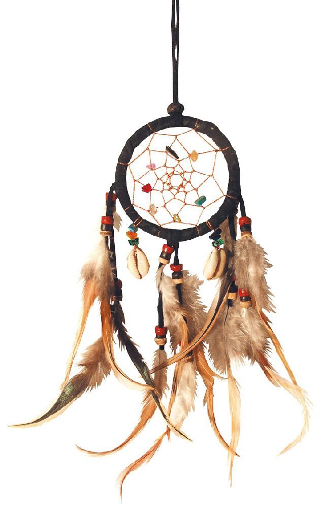 Saraswati Traumfänger Traumfänger mit Edelsteinen und Kaurimuscheln Leder 7cm