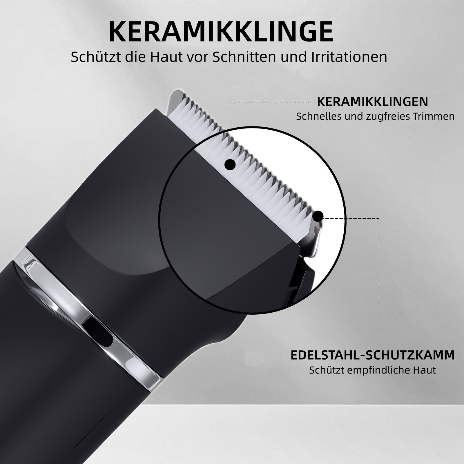 HATTEKER Körperrasierer HT-597, Set, Haarschneider, Bartschneider, Nasenhaarschneider, 4-in-1 Multifunktions-Trimmer