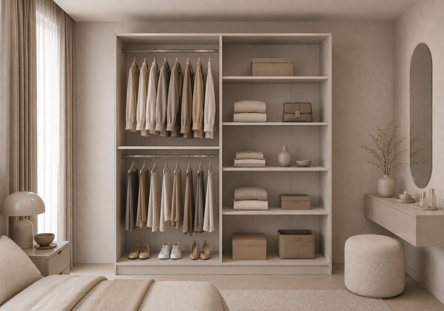 MOEBLO Drehtürenschrank Glamy 4D (Moderner 4-türiger Kleiderschrank mit viel Stauraum, Einlegeböden – Ideal für Schlafzimmer, Ankleidezimmer oder Jugendzimmer, Schrank Garderobe Drehtürenschrank) (BxHxT): 200 cm x 210 cm x 57 cm