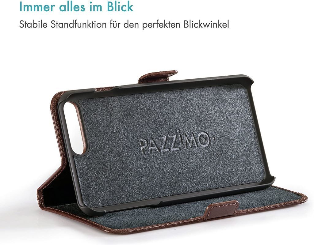Pazzimo Handyhülle Leder Booklet Smart Case Tasche Hülle Cover, passend für Apple iPhone 7 Plus / 8 Plus, weiches Innenfutter – Bild 5 von 5