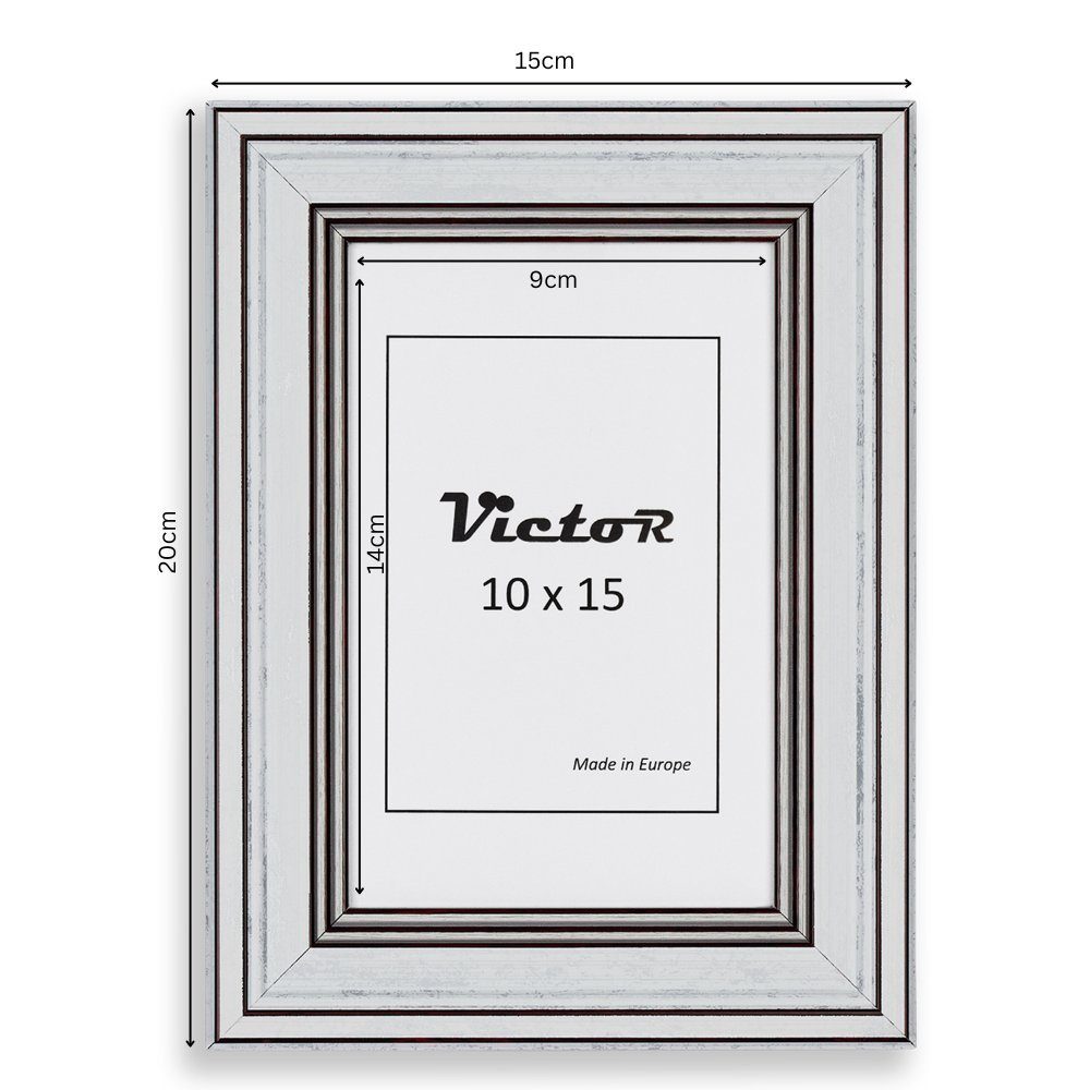 Set (Zenith) Kunststoff Rahmen Bilderrahmen 10x15 Goya, Victor Leiste: weiß, in 3er cm, 19x31mm,